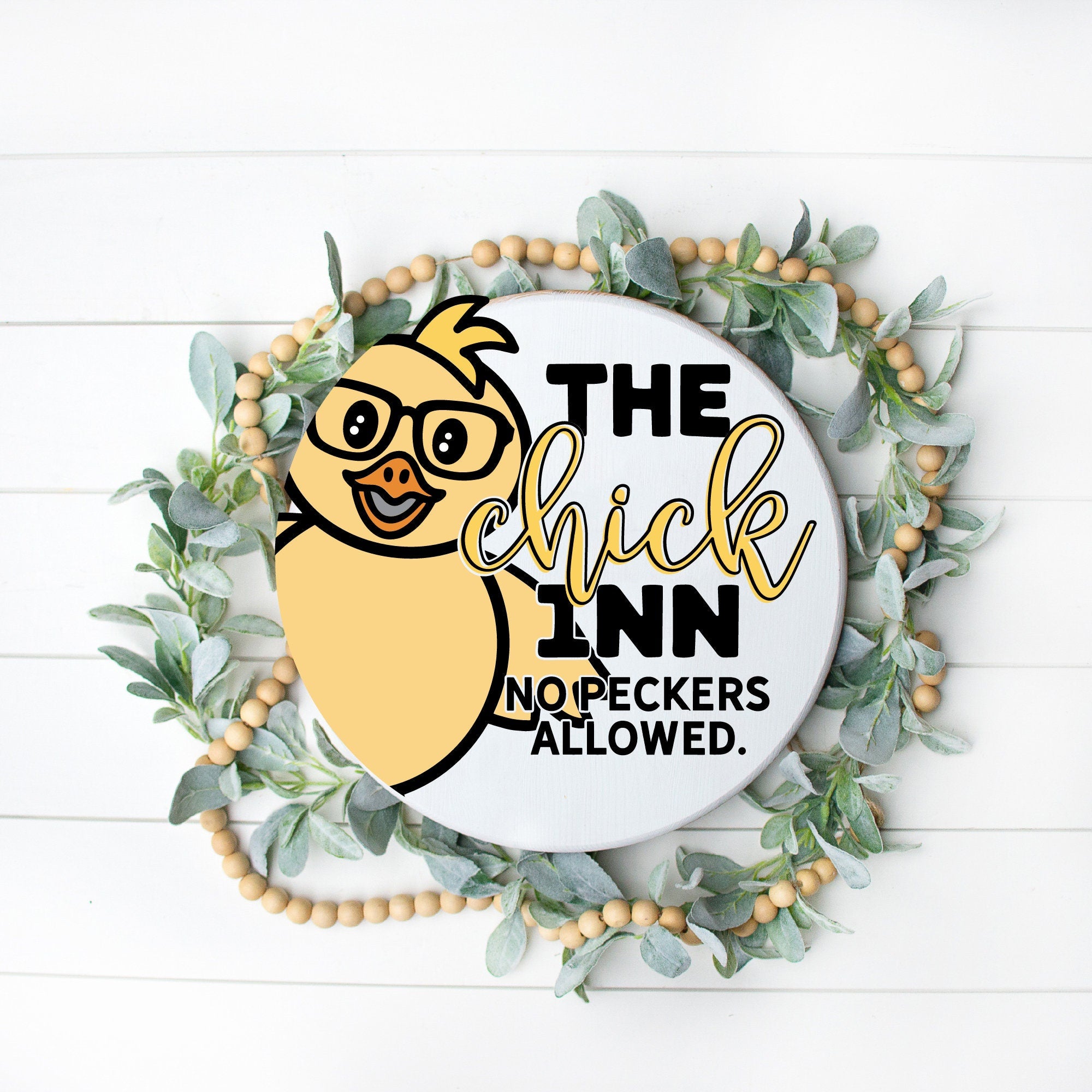 The Chick Inn Easter Door Hanger, Funny Easter Decorations Easter Front Door Sign, Spring Door Hanger, Front Door Wreath Handmade Home Decor