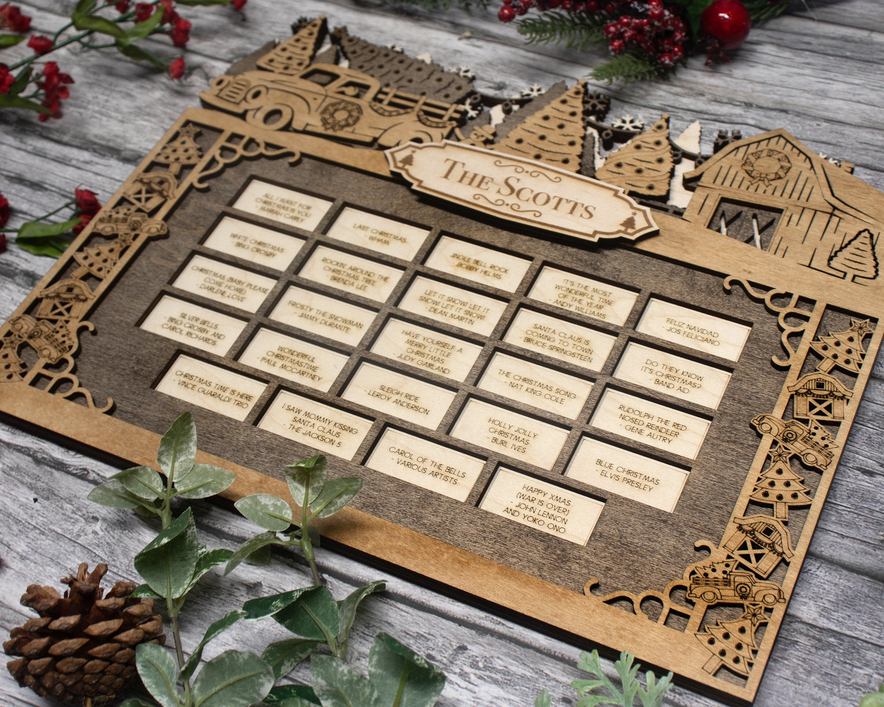 Personalized Santa's Workshop Christmas Advent Calendar For Kids and Adults, Christian Advent Calendar, Handmade Farmhouse Christmas Decor