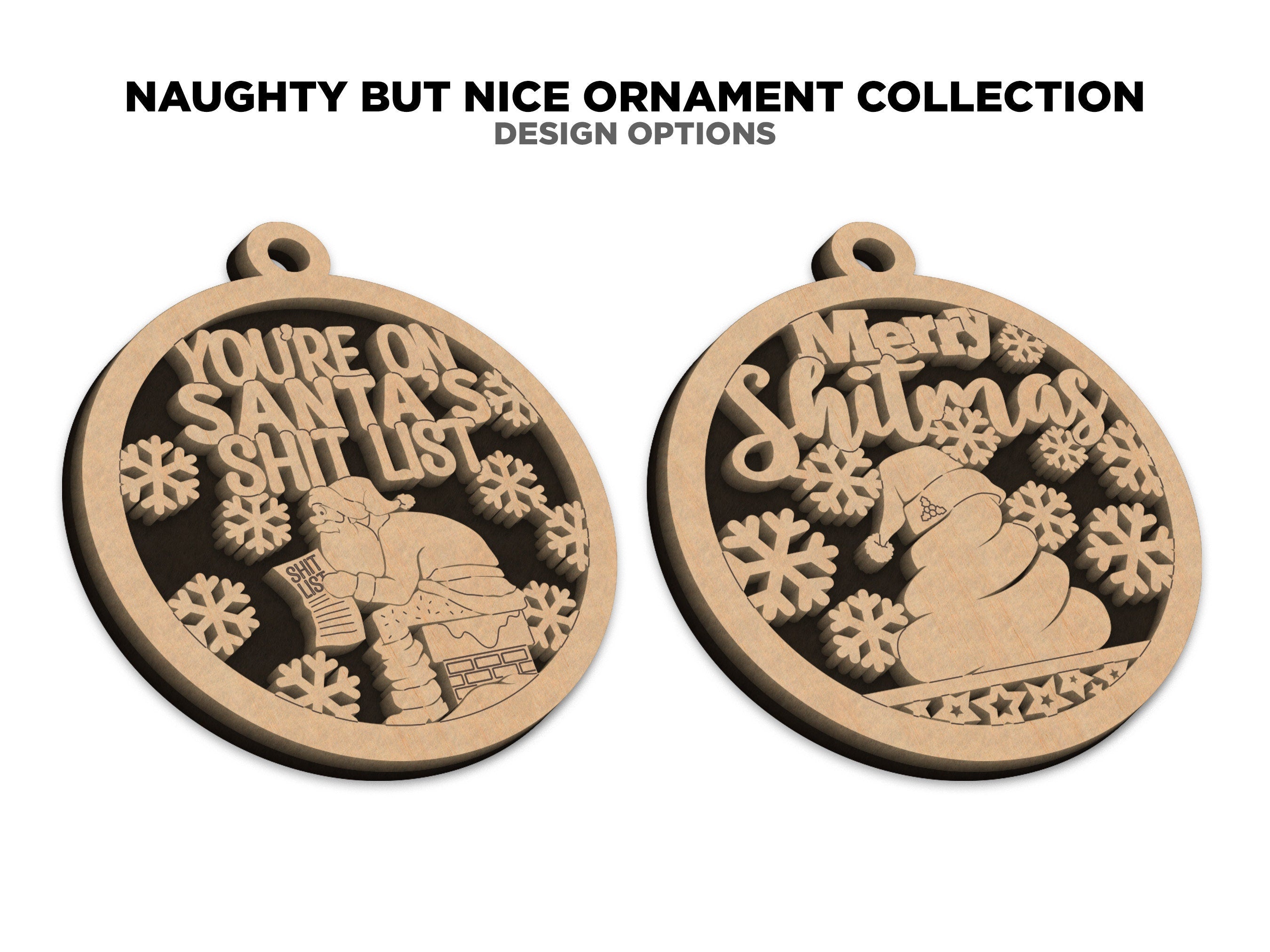 Naughty But Funny Christmas Ornaments, Handmade Laser Engraved Christmas Ornaments, Unique Wooden Christmas Ornaments