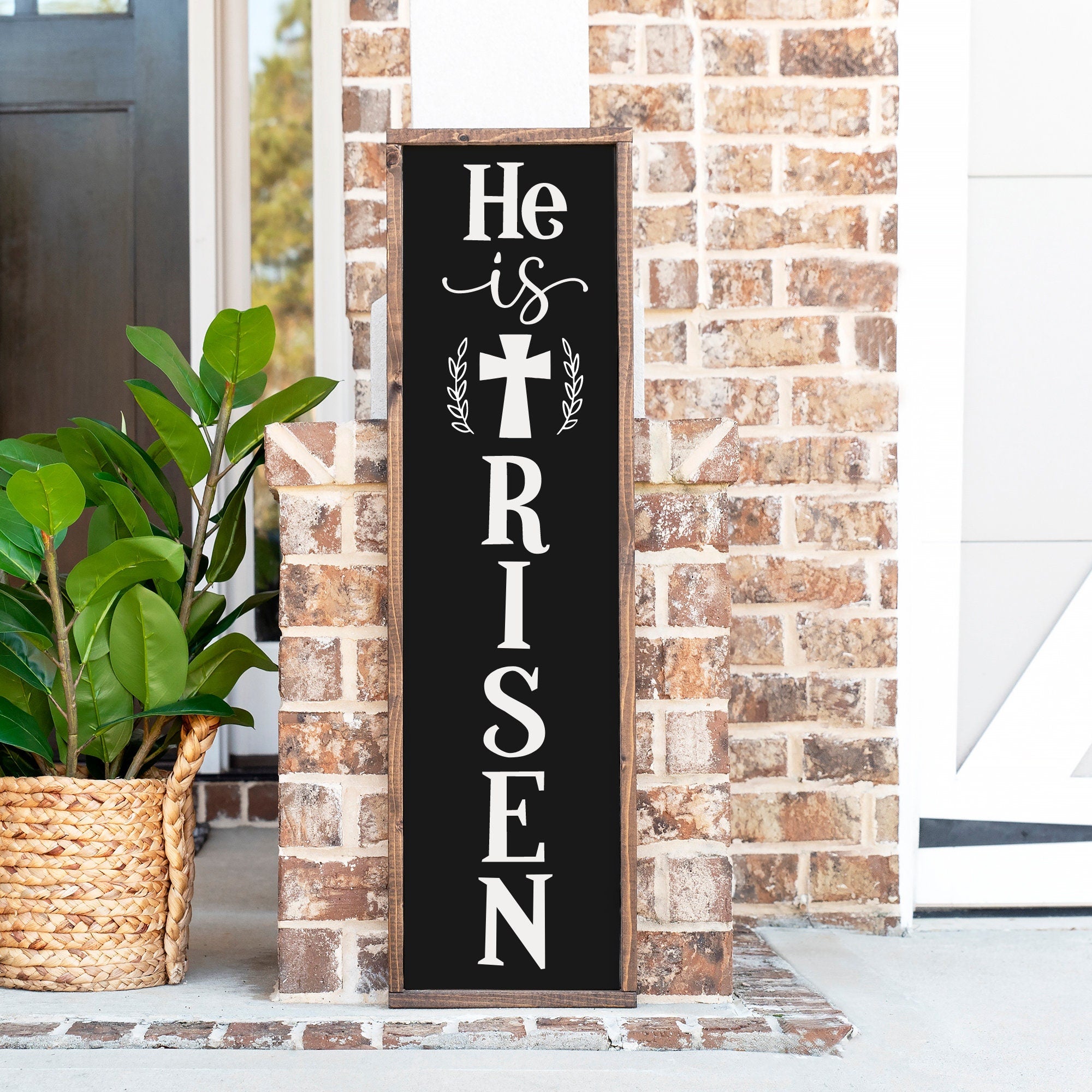 He Is Risen Welcome Sign For Front Porch, Easter Decorations Porch Decor, Front Door Decor, Patio Decor, Yard Decor, Christian Sign