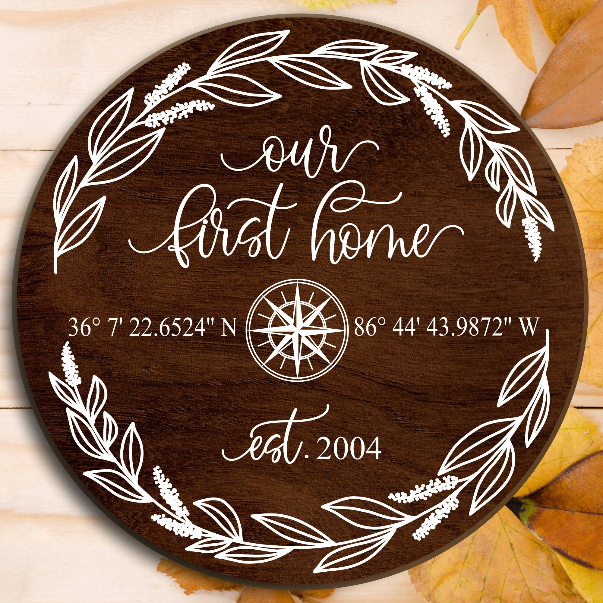 Our First Home Latitude Longitude GPS Coordinates Sign, Custom Wedding and Anniversary Gift, Closing Gift, Custom Address Established Sign