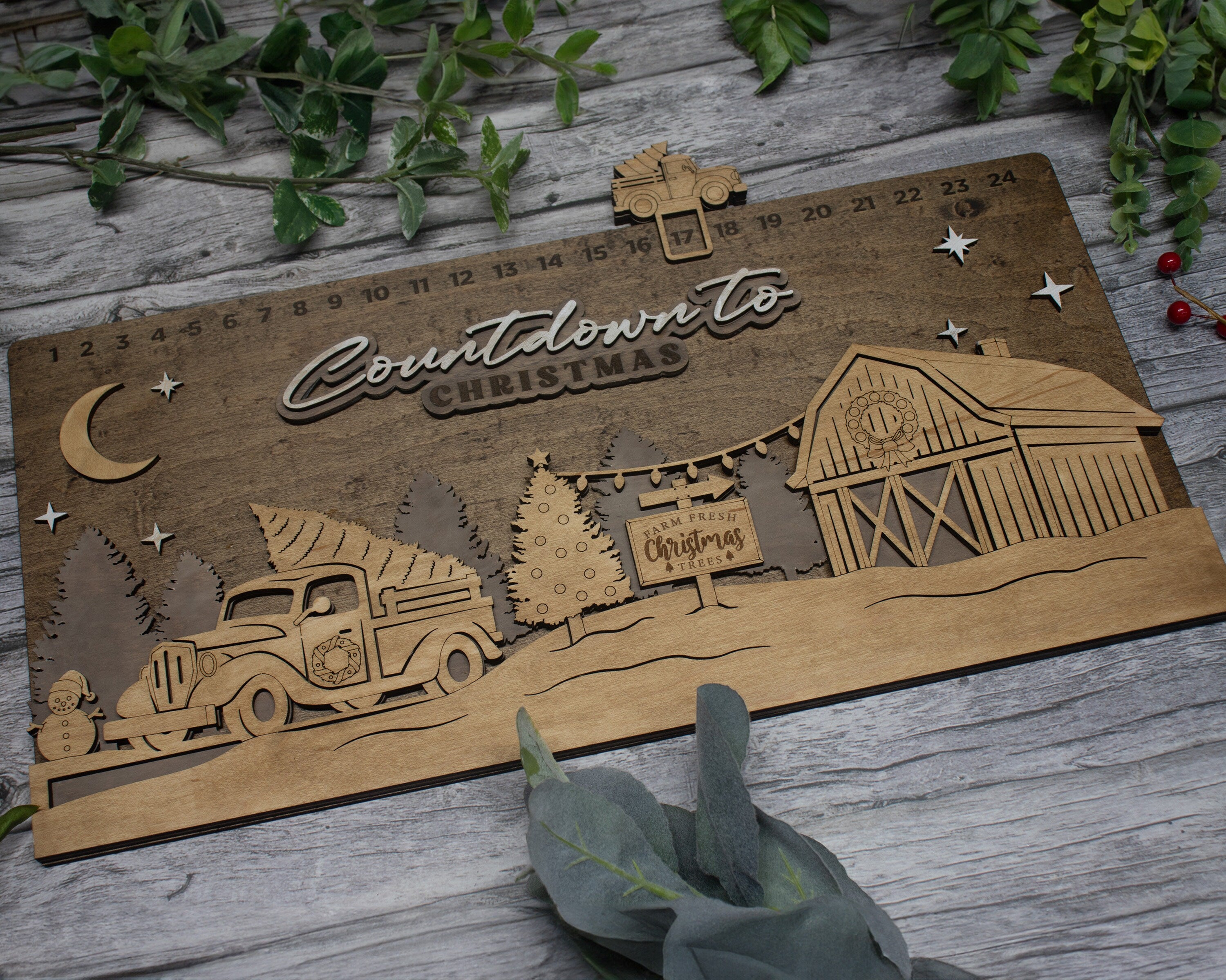 Countdown To Christmas Christmas Tree Farm Advent Calendar For Kids and Adult, Handmade Farmhouse Christmas Decor, Handmade Holiday Decor