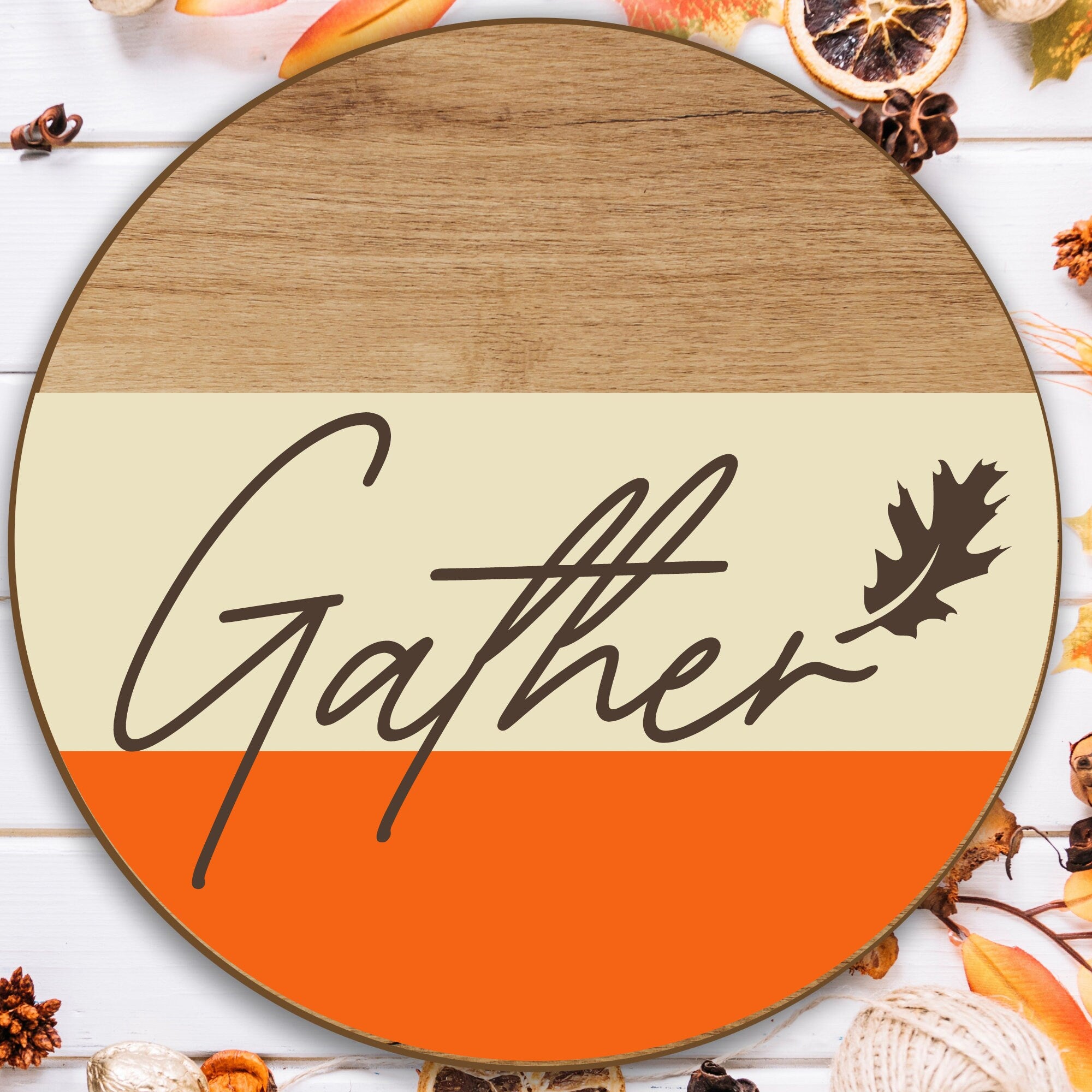 Front Door Decor, Gather Striped Fall Door Sign, Fall Door Hanger, Welcome Fall Wreath for front door, Custom Wood sign for Outdoor Decor