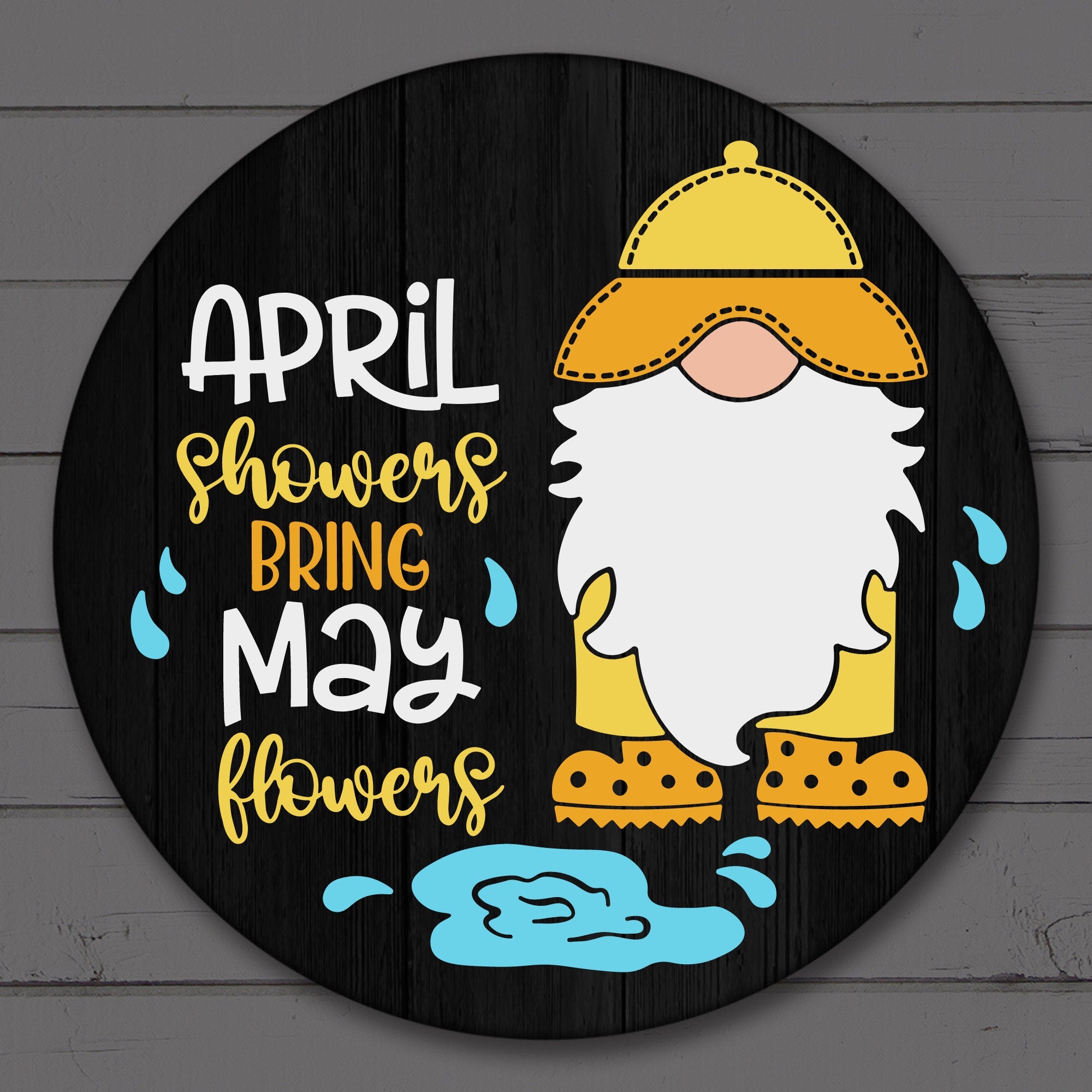 April Showers bring May Flowers Front Door Decor, Gnome Front Porch Decor, Spring Outdoor Decor For Door Sign, Spring Door Hangers