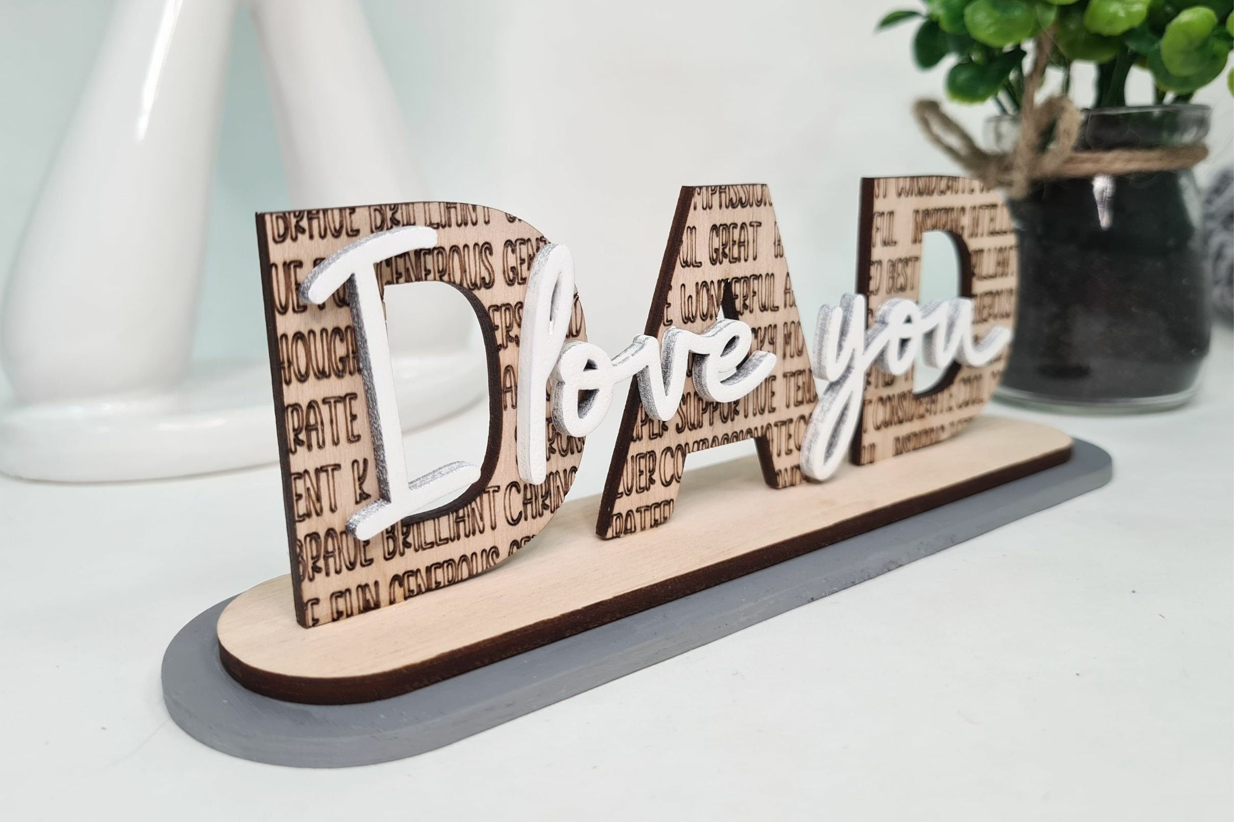 3D Laser Engraved Fathers Christmas Gift With Stand, Christmas Gift From Daughter/Son, Grandpa Gift, Personalized Gift