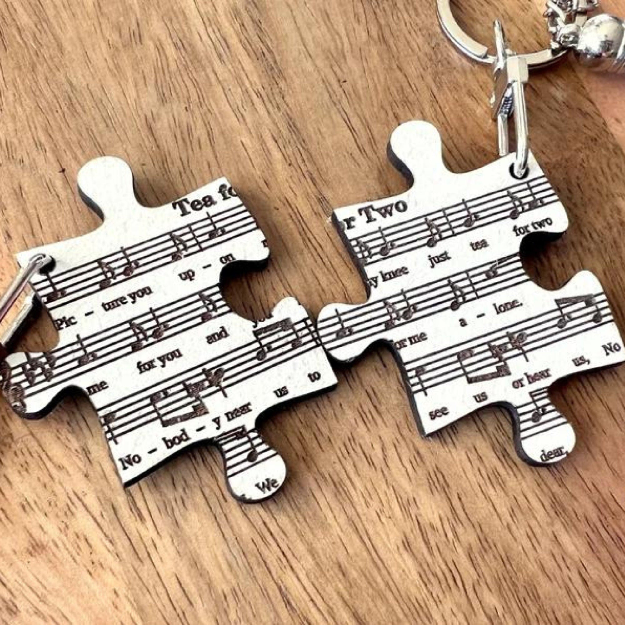 Laser Engraved Valentine Music Sheet Puzzle Couple Keychain, Song Keychain, Gifts for Boyfriend/Girlfriend, Anniversary Gift, Thank You Gift