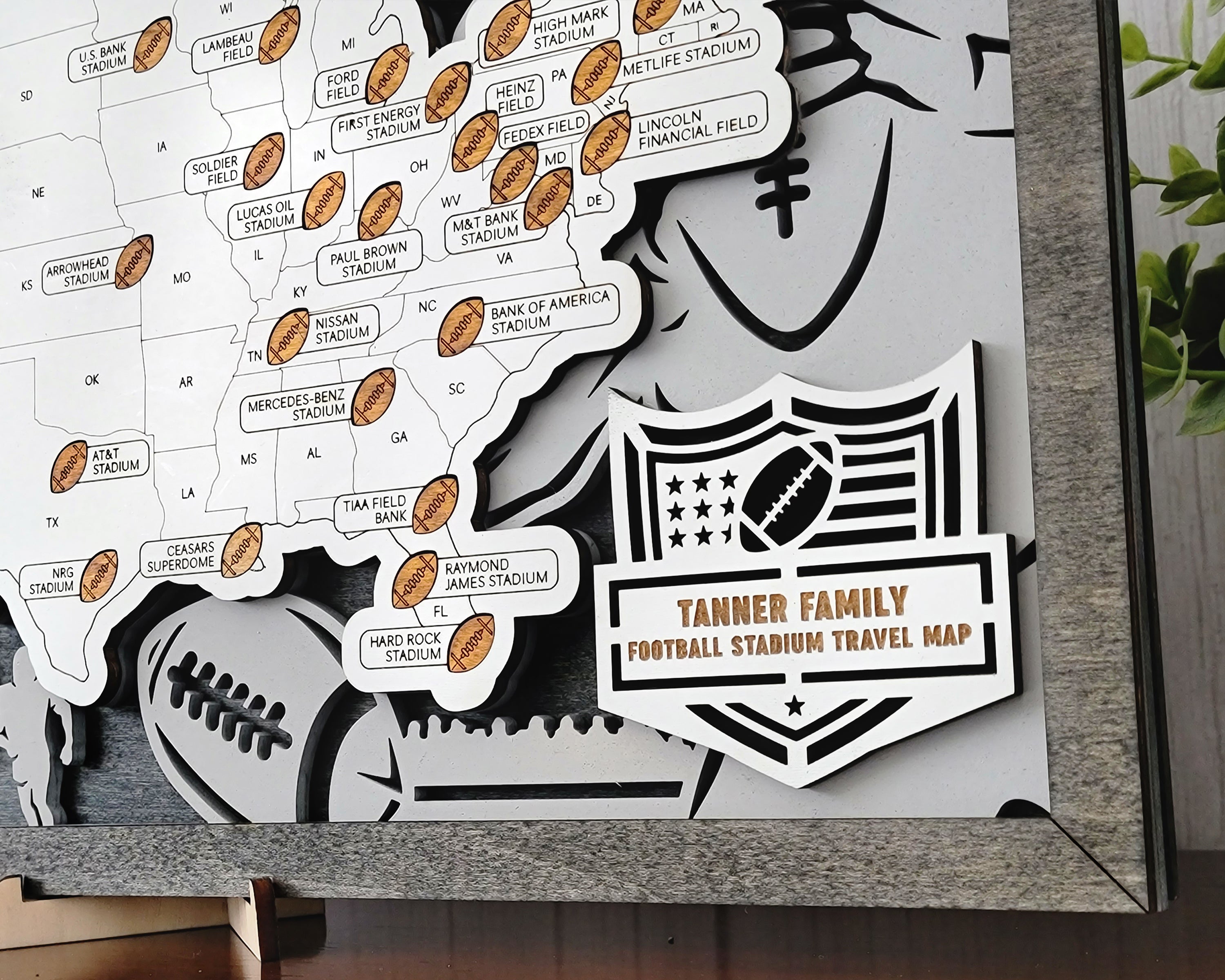 Ultimate NFL Football Travel Map – All 32 NFL Stadiums, Football Fan Bucket List, NFL Stadium Tour Wall Art NFL Stadium Checklist, Perfect Gift for Football Fans