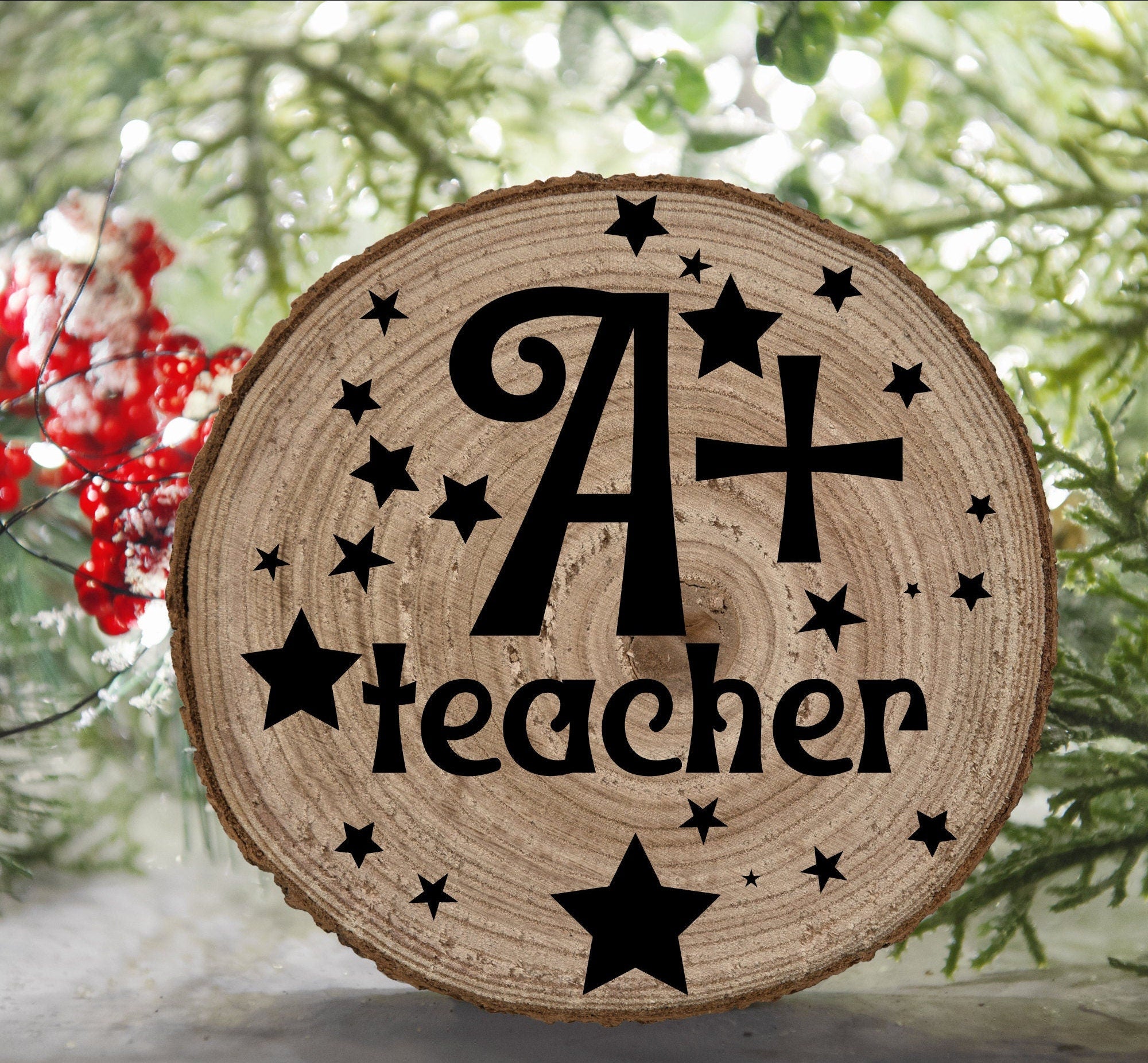 Laser Engraved Teacher Ornament, Christmas Ornament, Wood Slice Ornament, Preschool teacher, First Year Teacher