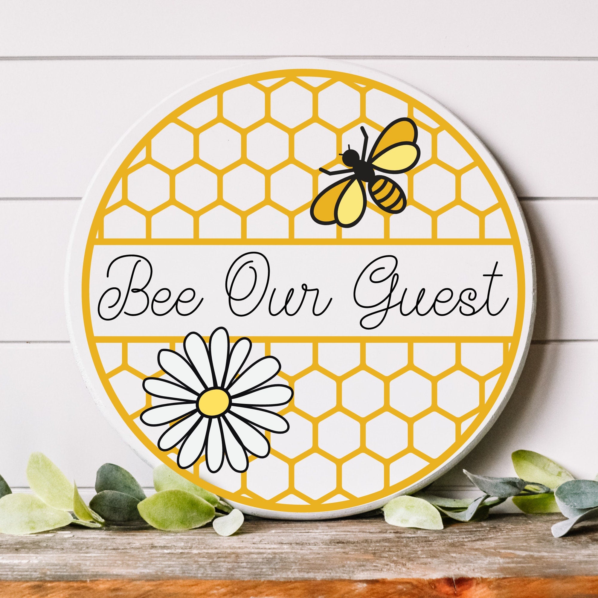 Bee Our Guest Spring Front Door Decor, Bee Wall Art, Bee Handmade Gifts, Spring Wreaths For Front Door, Front Door Sign, Spring Door Hanger