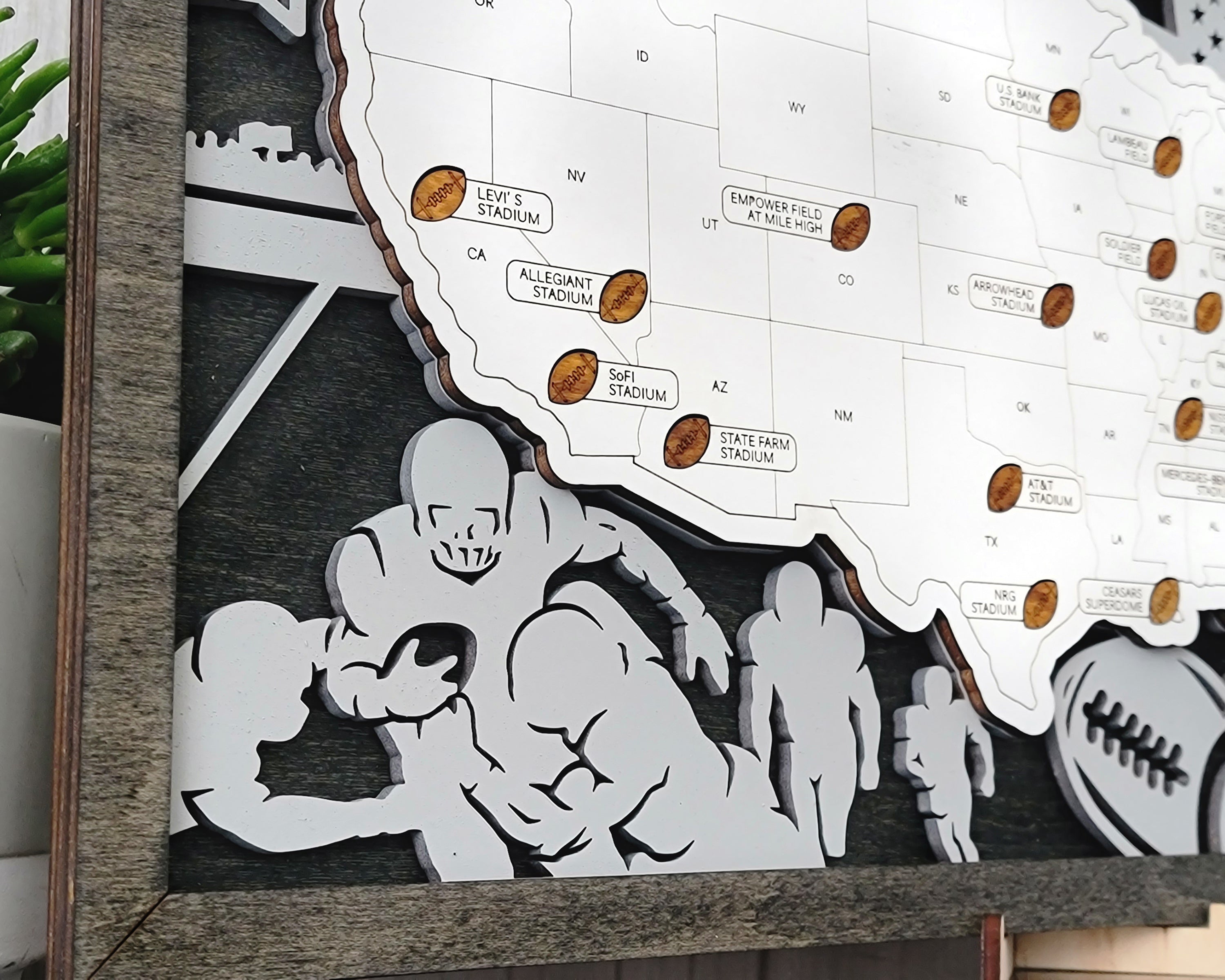 Ultimate NFL Football Travel Map – All 32 NFL Stadiums, Football Fan Bucket List, NFL Stadium Tour Wall Art NFL Stadium Checklist, Perfect Gift for Football Fans