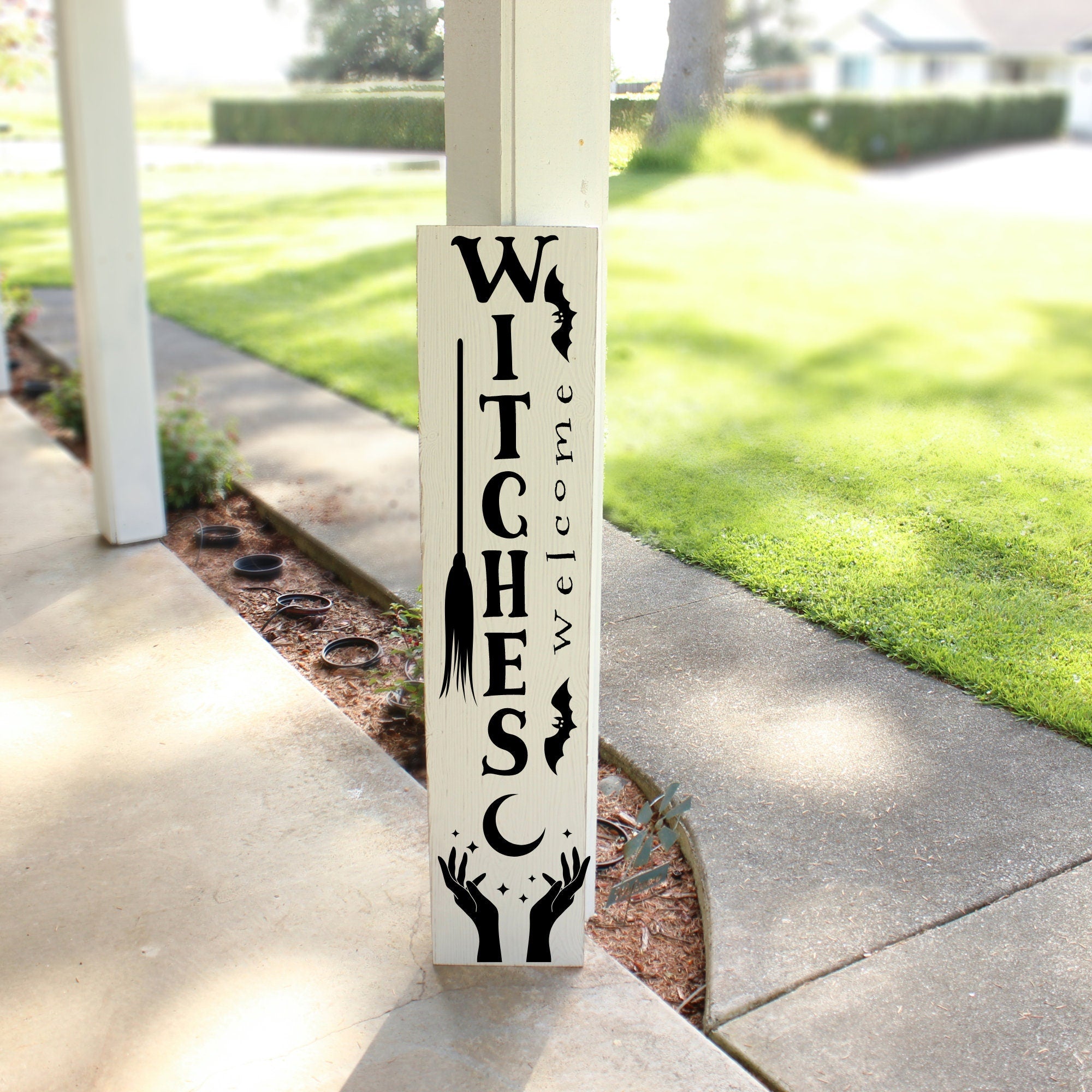 Welcome Halloween Porch Leaner, Outdoor Porch Sign, Front Porch Door Decor, Halloween Sign, Handmade Home Decor for the Holidays, Witches