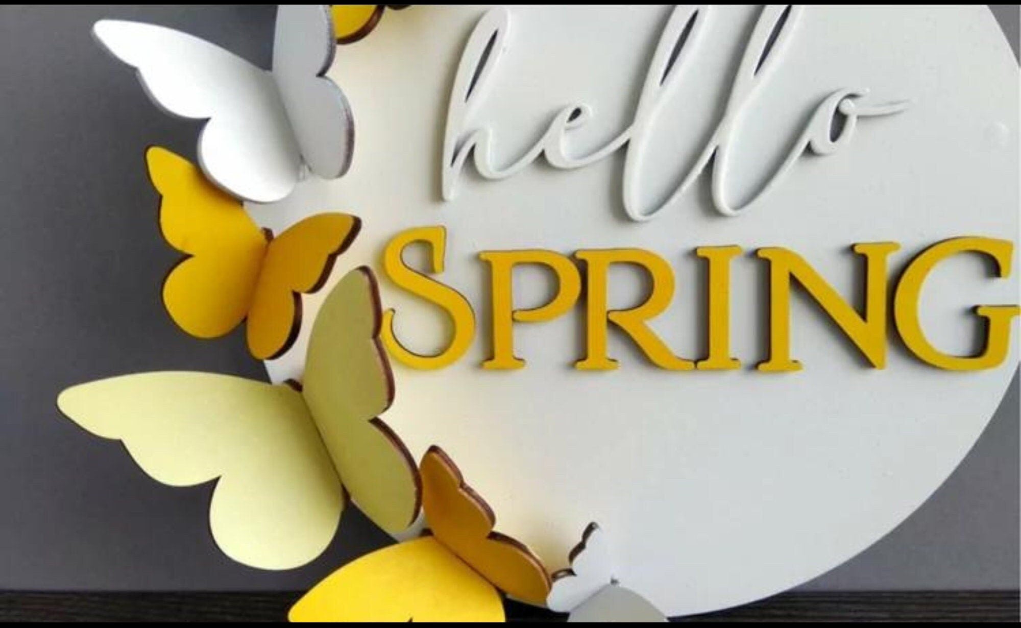 3D Butterfly Hello Spring Front Door Decor, Butterfly Wall Art, Butterfly Gifts, Spring Wreaths For Front Door, Front Door Sign,