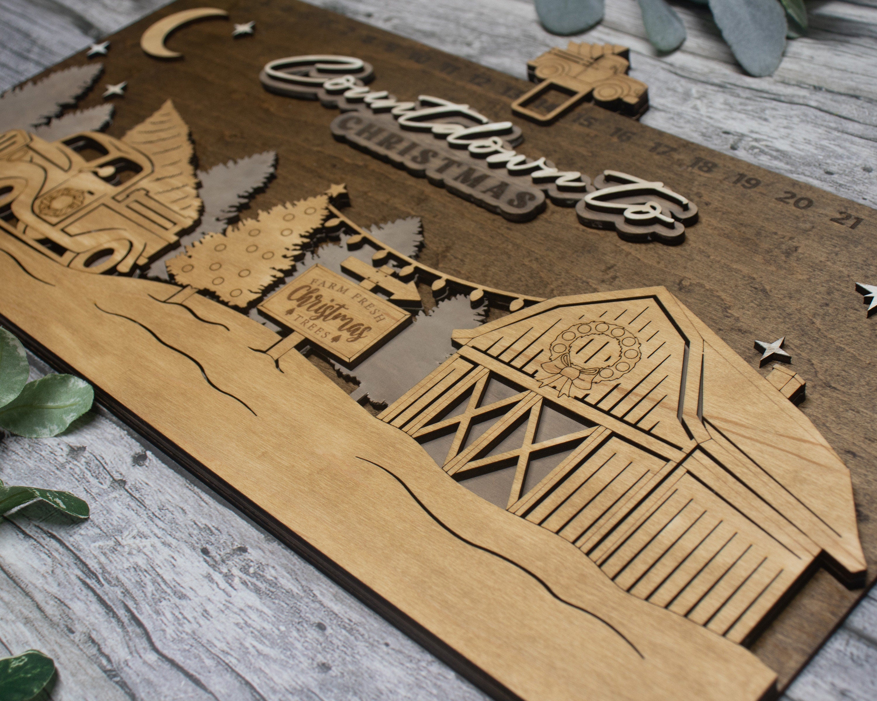 Countdown To Christmas Christmas Tree Farm Advent Calendar For Kids and Adult, Handmade Farmhouse Christmas Decor, Handmade Holiday Decor