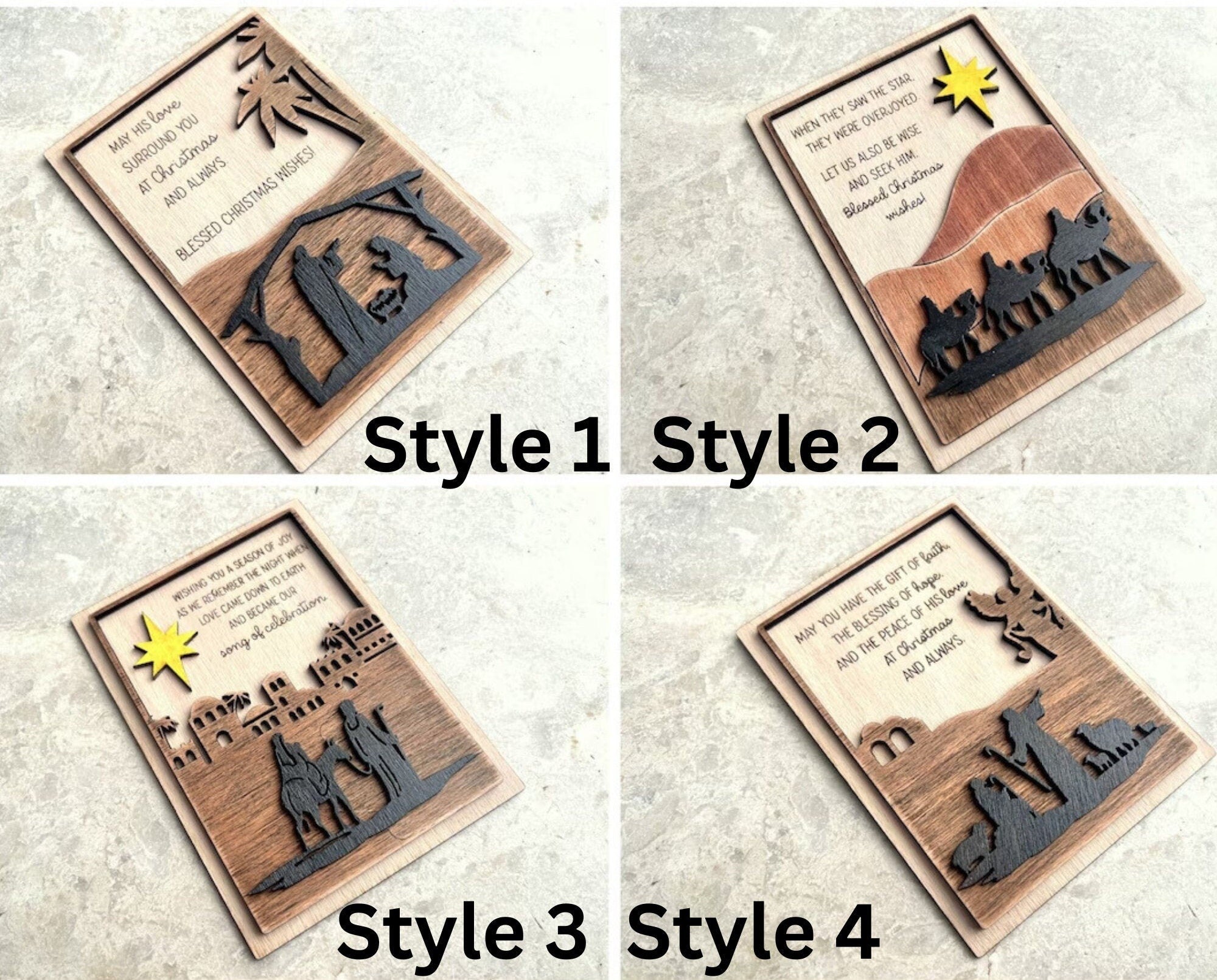 3D Laser Cut Nativity Wooden Unique Christmas Cards, Handmade Family Christmas Holiday Cards, Christmas Greeting Cards,