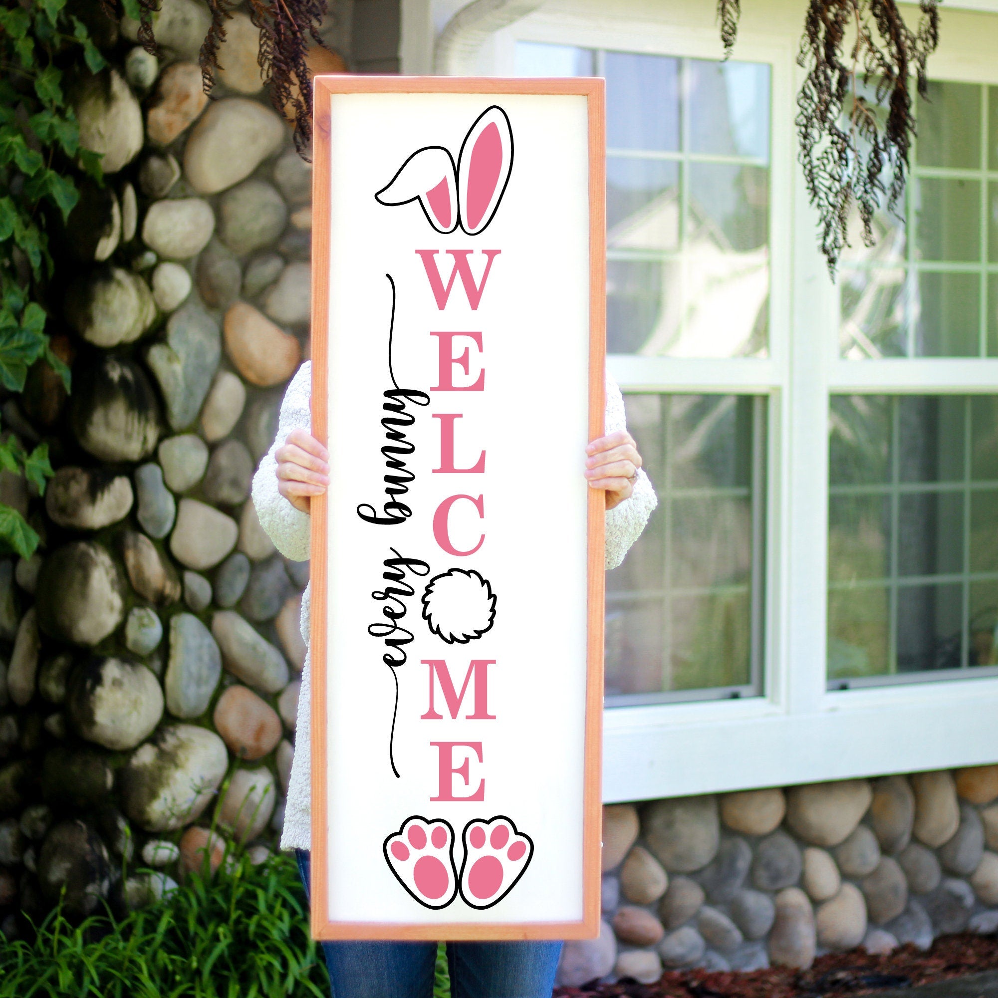 Every Bunny Welcome Easter Porch Sign, Easter Decorations Porch Decor, Welcome Sign For Front Porch,  Front Door Decor, Handmade Home Decor