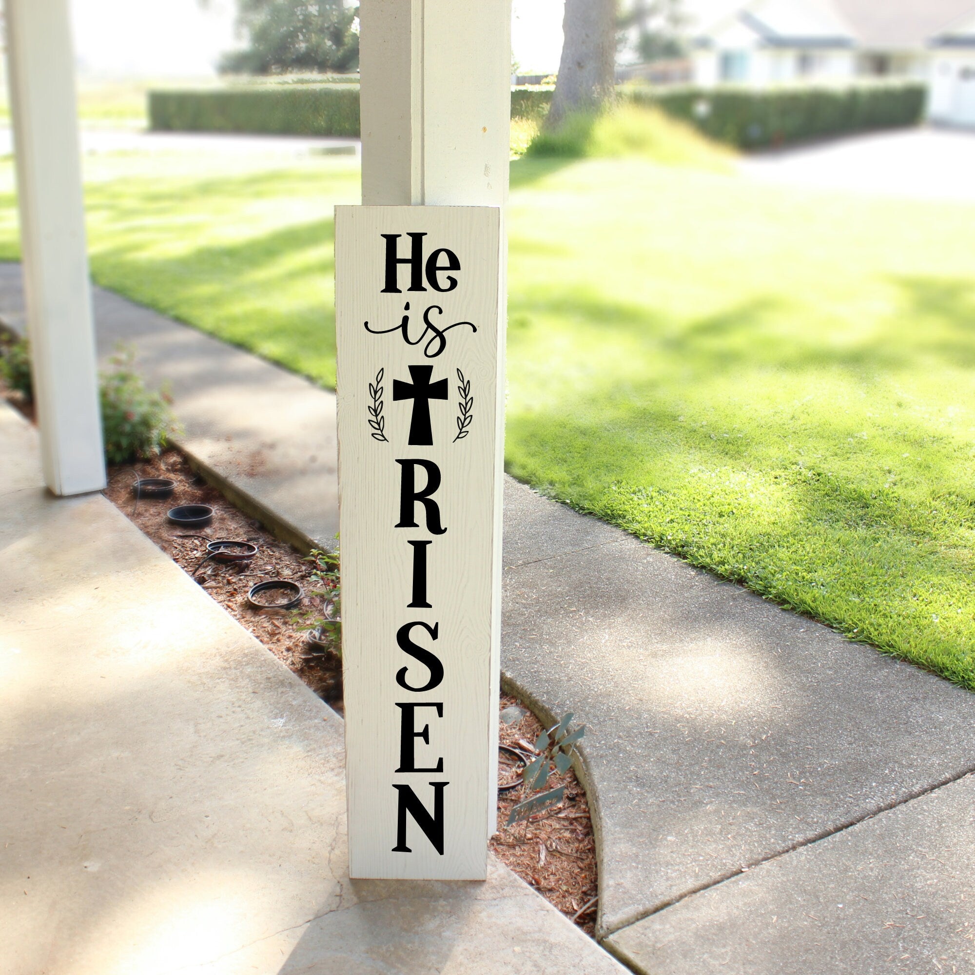 He Is Risen Welcome Sign For Front Porch, Easter Decorations Porch Decor, Front Door Decor, Patio Decor, Yard Decor, Christian Sign
