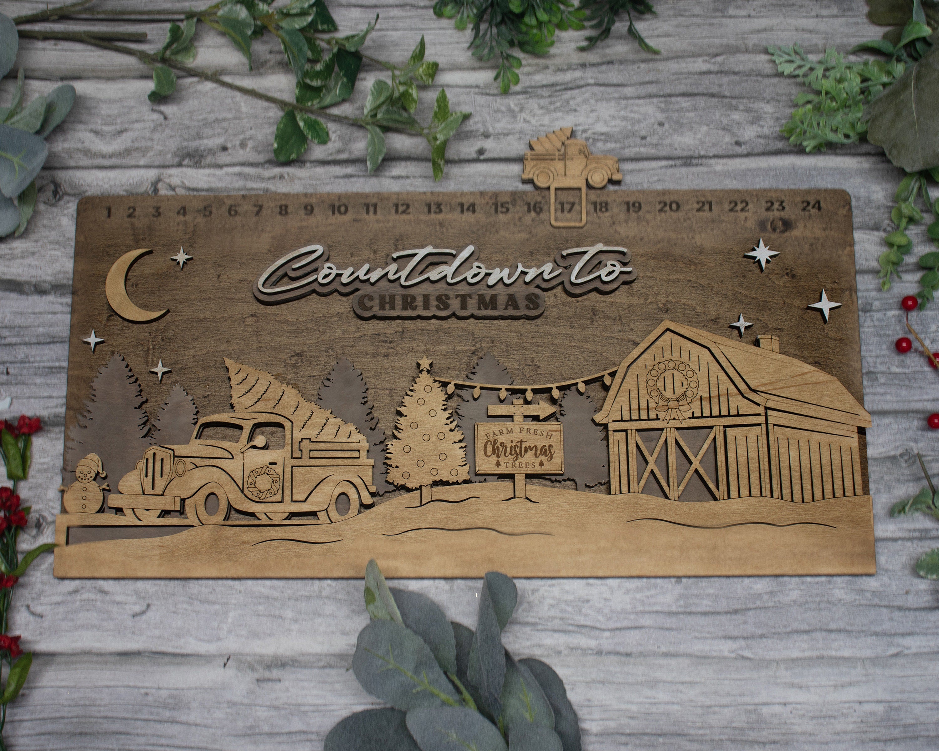 Countdown To Christmas Christmas Tree Farm Advent Calendar For Kids and Adult, Handmade Farmhouse Christmas Decor, Handmade Holiday Decor