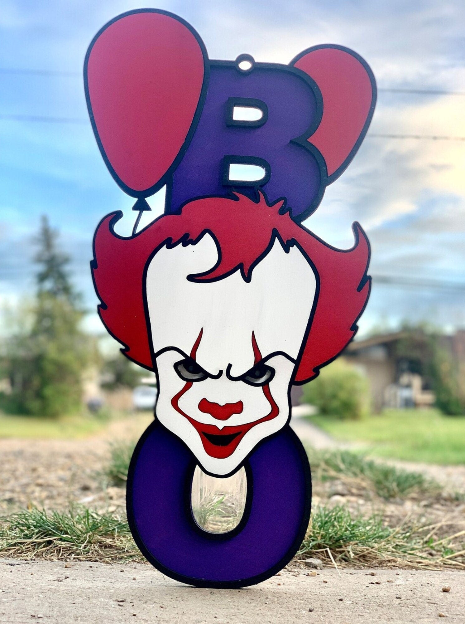3D Laser Engraved Boo Pennywise Halloween Door Hanger, Glow In The Dark Home Decor, Seasonal Outdoor Fall Decor, Porch Sign