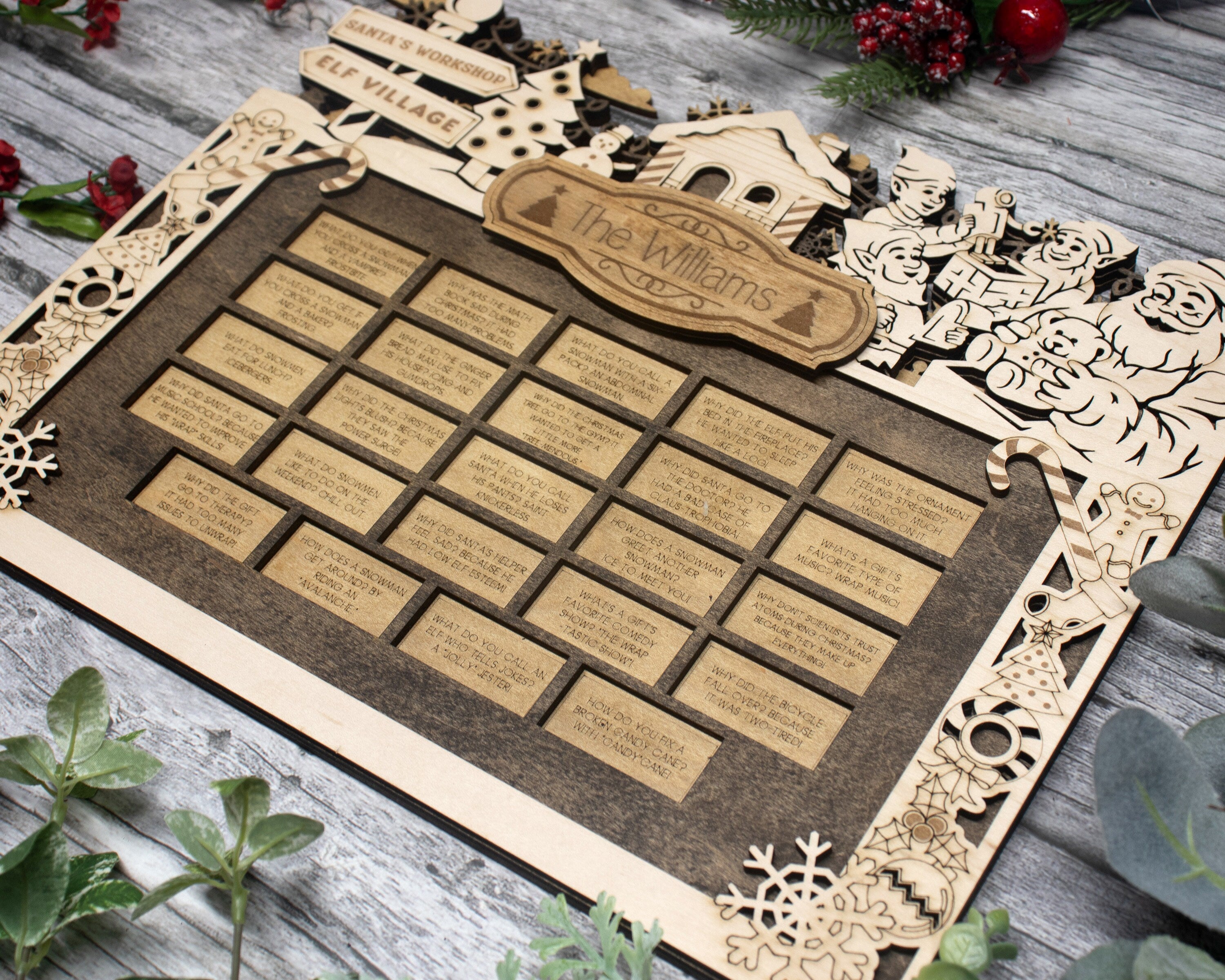 Personalized Santa's Workshop Christmas Advent Calendar For Kids and Adults, Christian Advent Calendar, Handmade Farmhouse Christmas Decor