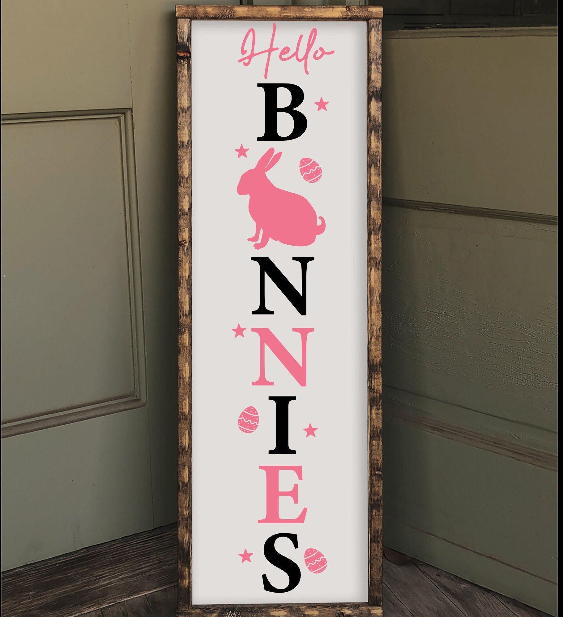 Easter Holiday Decor Handmade Welcome Sign/Porch Leaner,  Farmhouse Easter Decor, Rustic Home Decor Porch Signs,