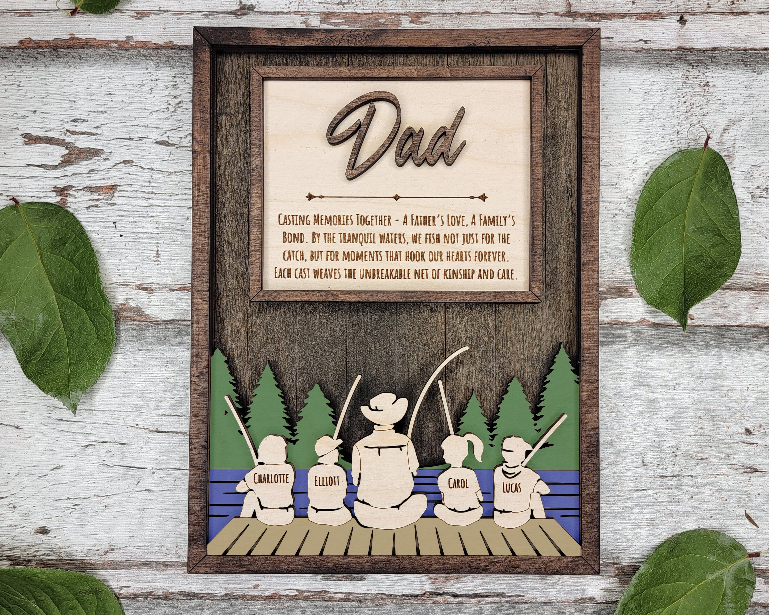 Personalized Fathers Day Gift For Dad From Son/Daughter, Wooden Picture Frame Dad Gifts, Gift for Husband, Grandpa Gift