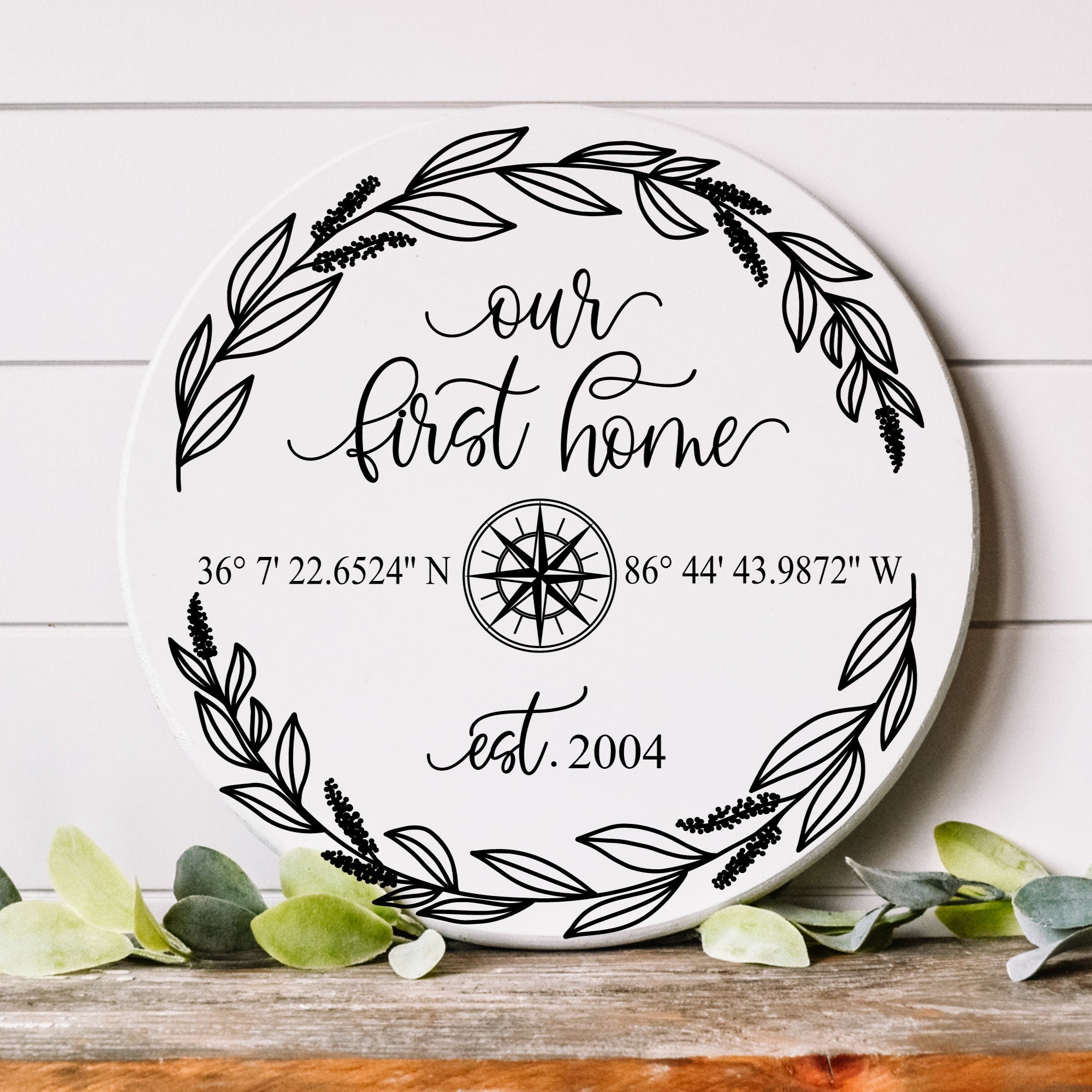 Our First Home Latitude Longitude GPS Coordinates Sign, Custom Wedding and Anniversary Gift, Closing Gift, Custom Address Established Sign