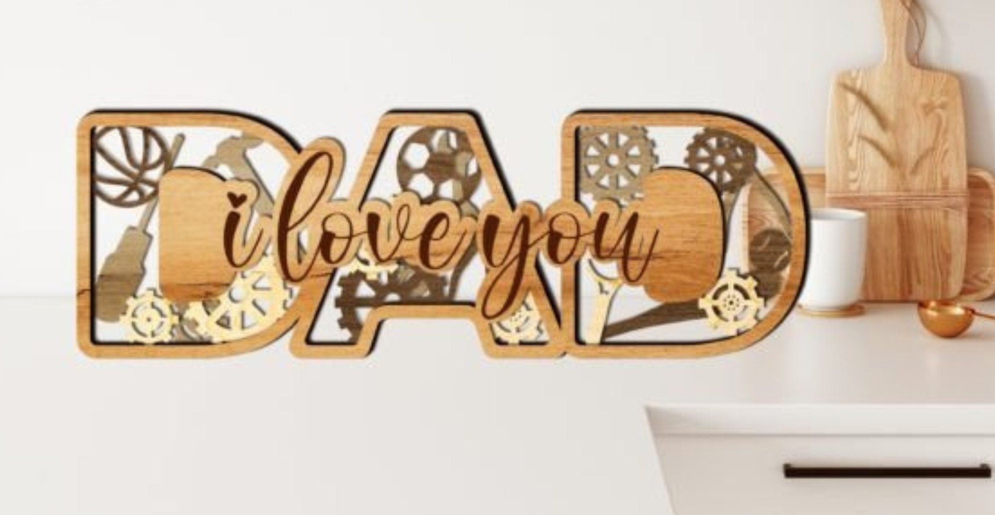 Custom 3D Laser Engraved Father's Day Gift from Wife/Daughter/Son Display - Ideal Father-in-Law Gift for First Father's Day