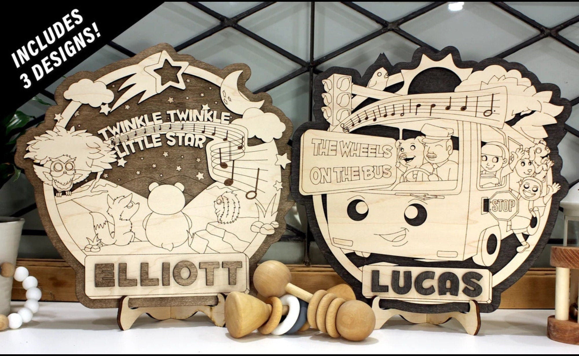 3D Engraved Nursery Name Sign, Custom Baby Name Sign, Nursery Name Sign Boy or Girl, Baby Shower Gift,  Wooden Name Sign Nursery Decor