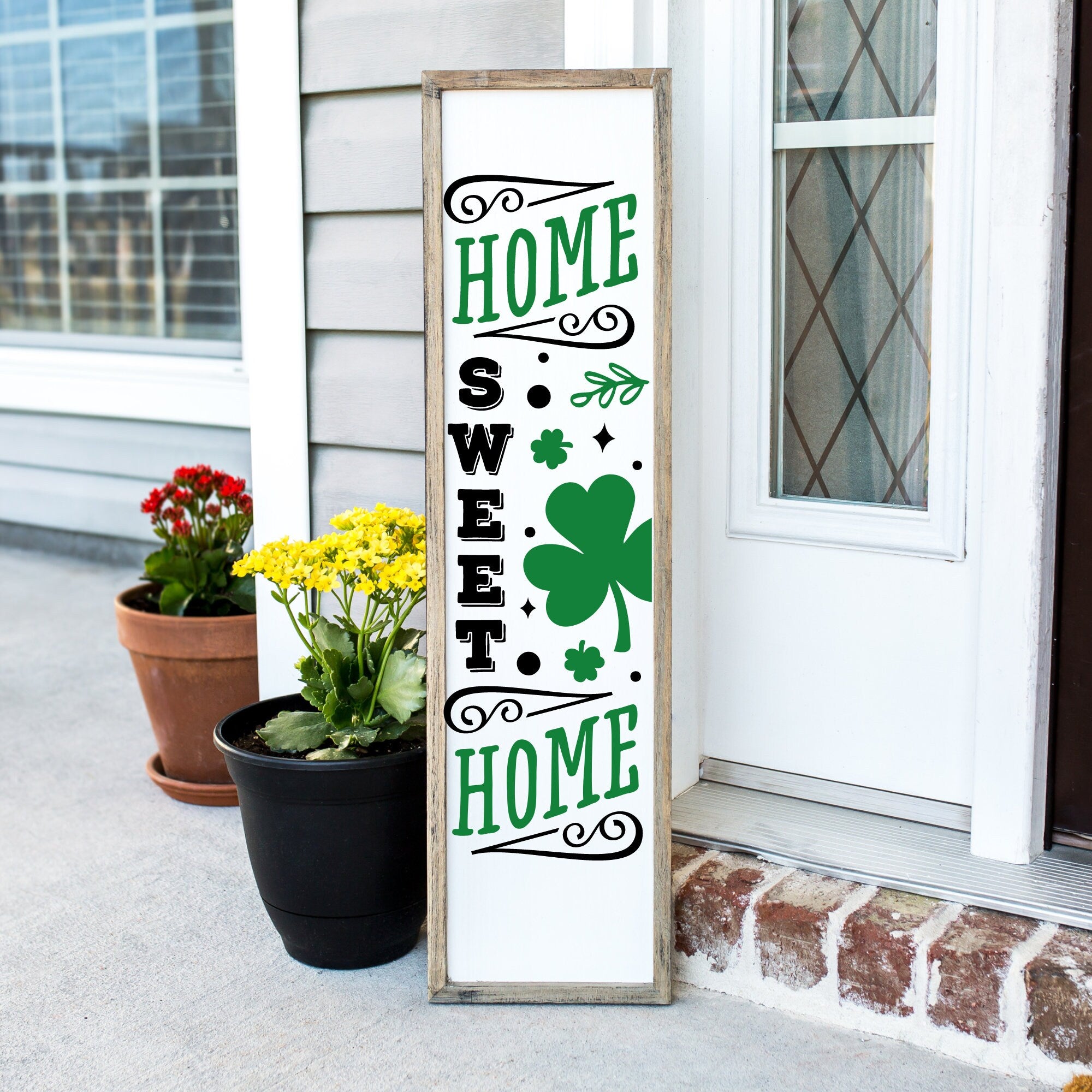 St. Patrick's Day Home Sweet Home Front Door Sign, Welcome Sign For Front Porch, Yard Sign, Front Porch Sign
