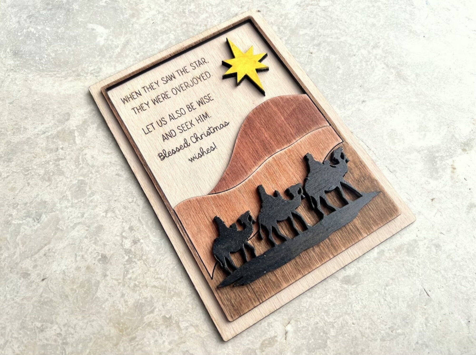3D Laser Cut Nativity Wooden Unique Christmas Cards, Handmade Family Christmas Holiday Cards, Christmas Greeting Cards,