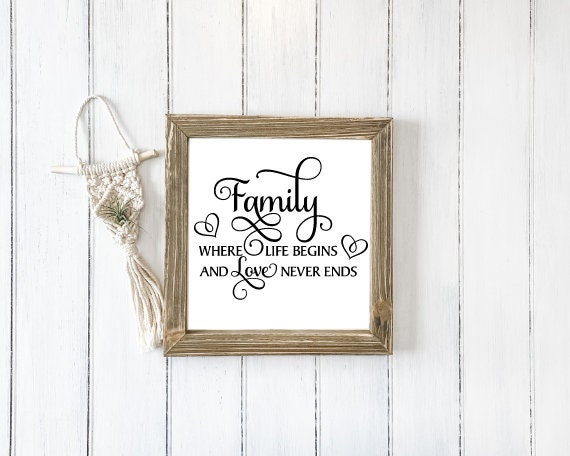 Family Where Life Begins And Love Never Ends, Family Wall Art Wood, Family Sign Wall Decor, Wooden Family Sign, Family Decor For Wall