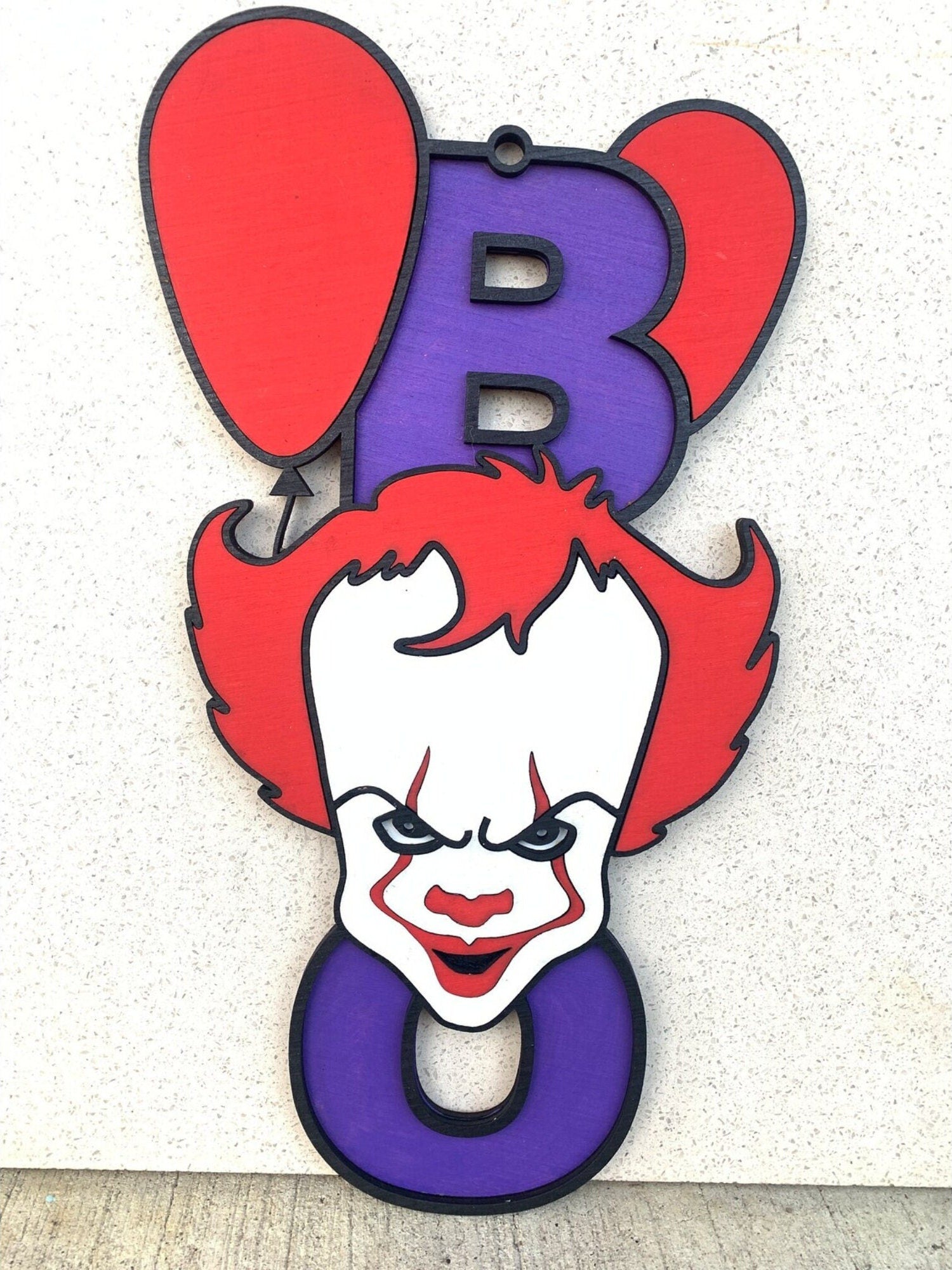 3D Laser Engraved Boo Pennywise Halloween Door Hanger, Glow In The Dark Home Decor, Seasonal Outdoor Fall Decor, Porch Sign