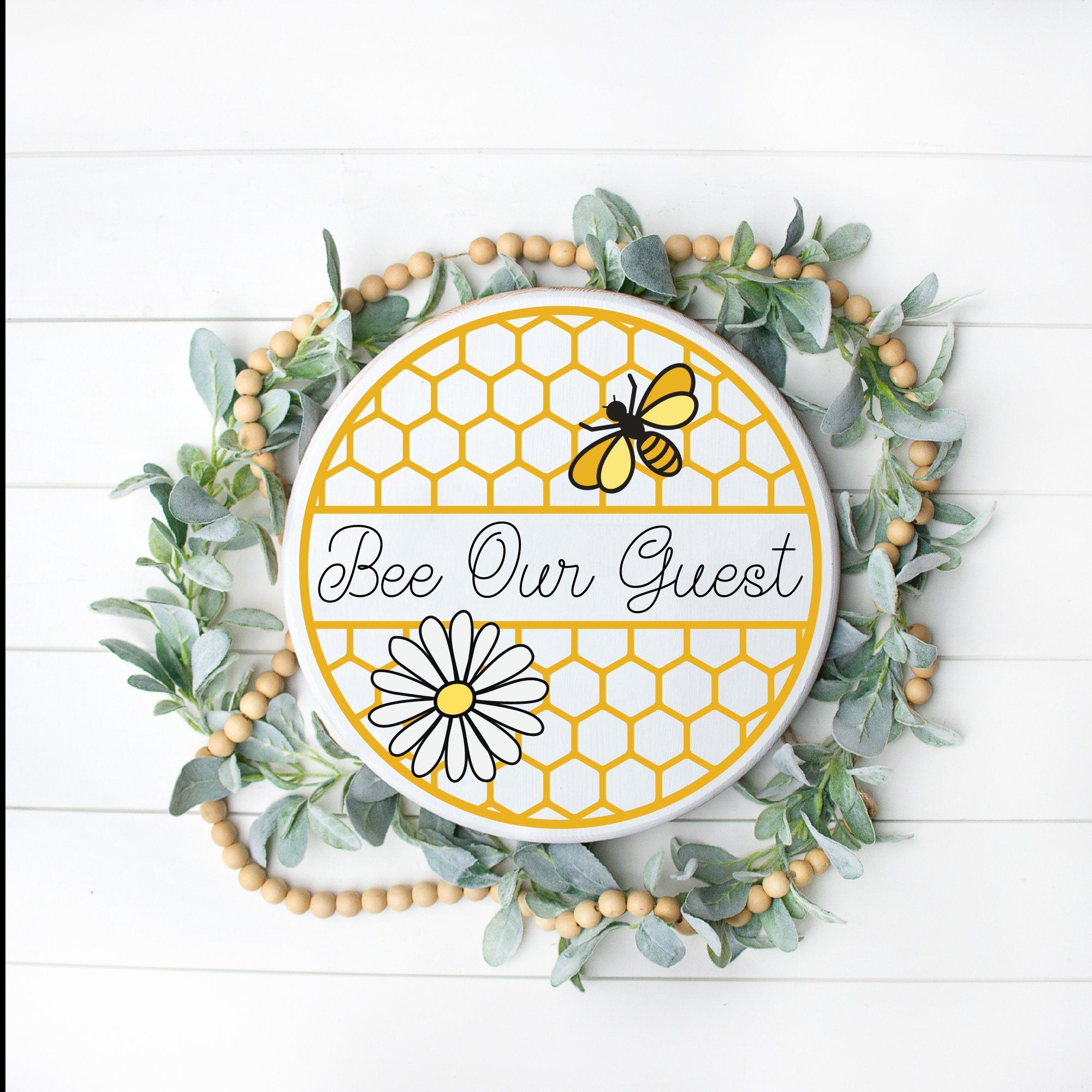 Bee Our Guest Spring Front Door Decor, Bee Wall Art, Bee Handmade Gifts, Spring Wreaths For Front Door, Front Door Sign, Spring Door Hanger
