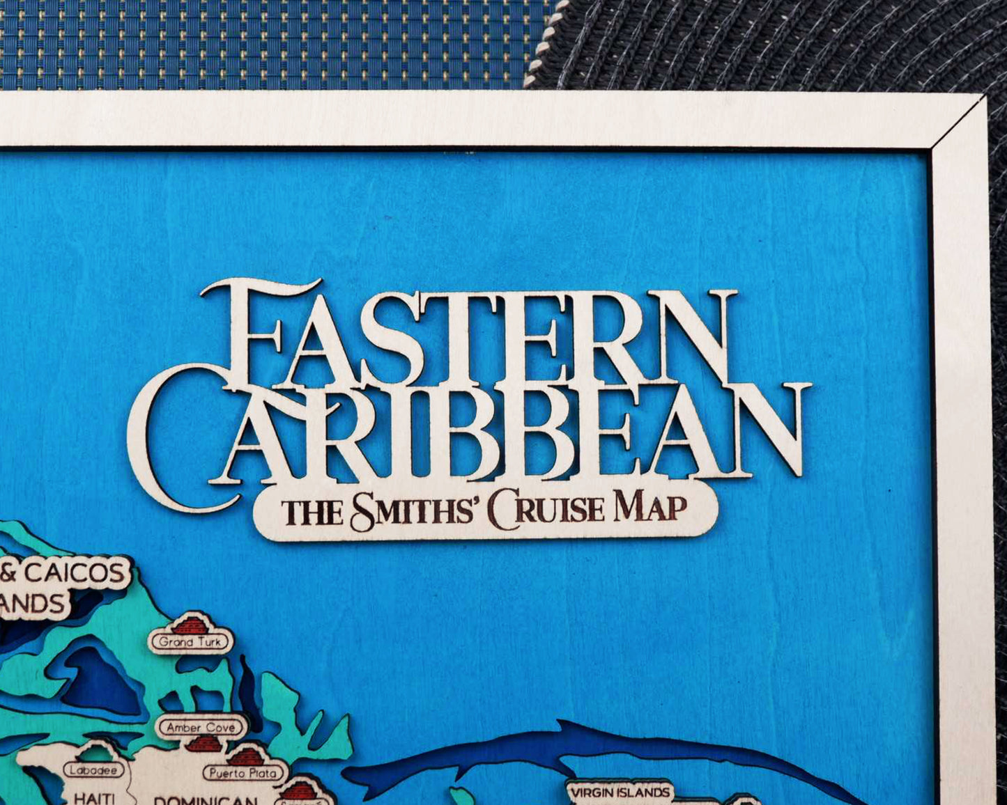 Personalized Eastern Caribbean Cruise Map – Layered Wood Wall Art