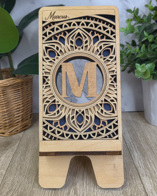 Personalized Laser-Cut Wooden Phone Stand