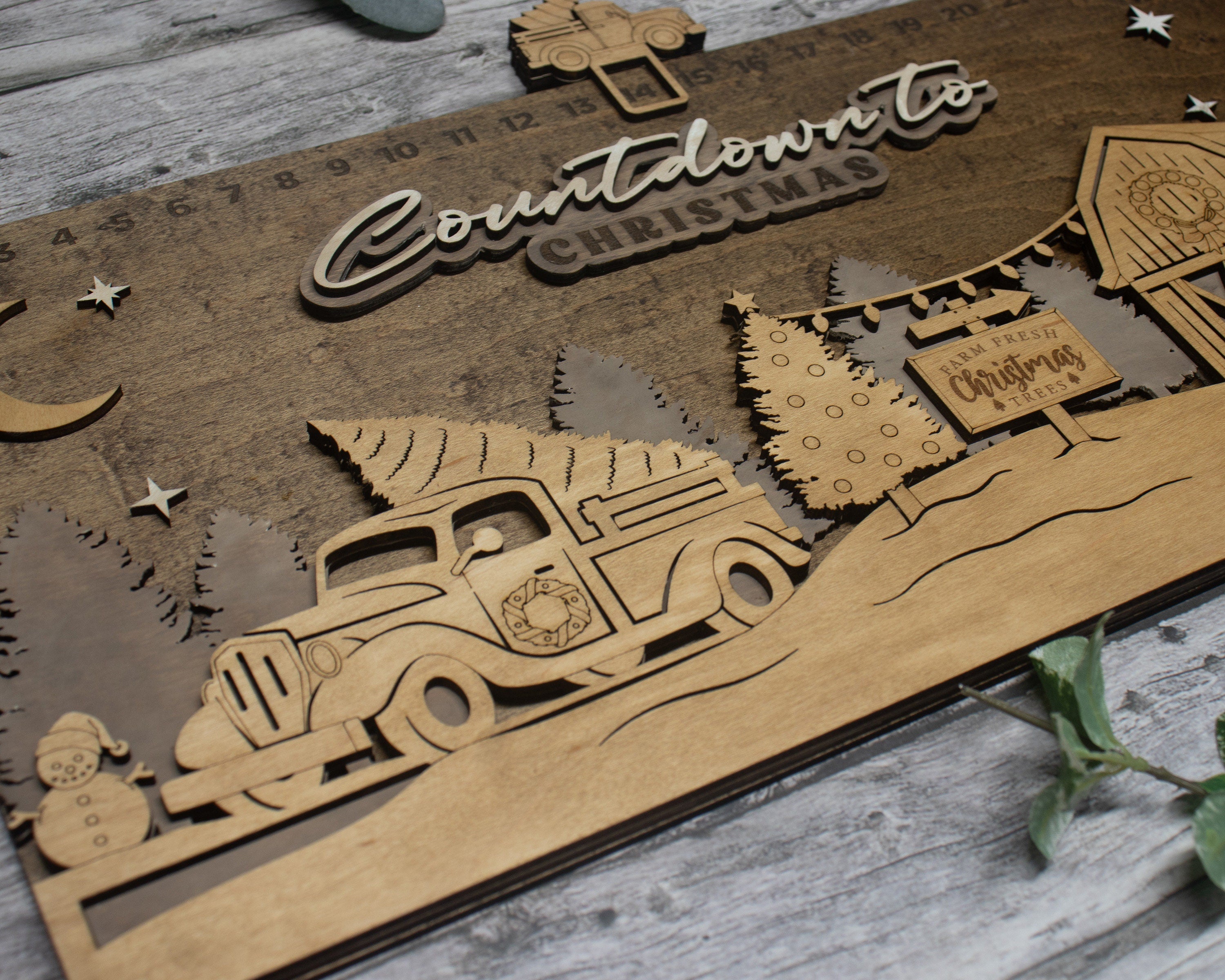 Countdown To Christmas Christmas Tree Farm Advent Calendar For Kids and Adult, Handmade Farmhouse Christmas Decor, Handmade Holiday Decor