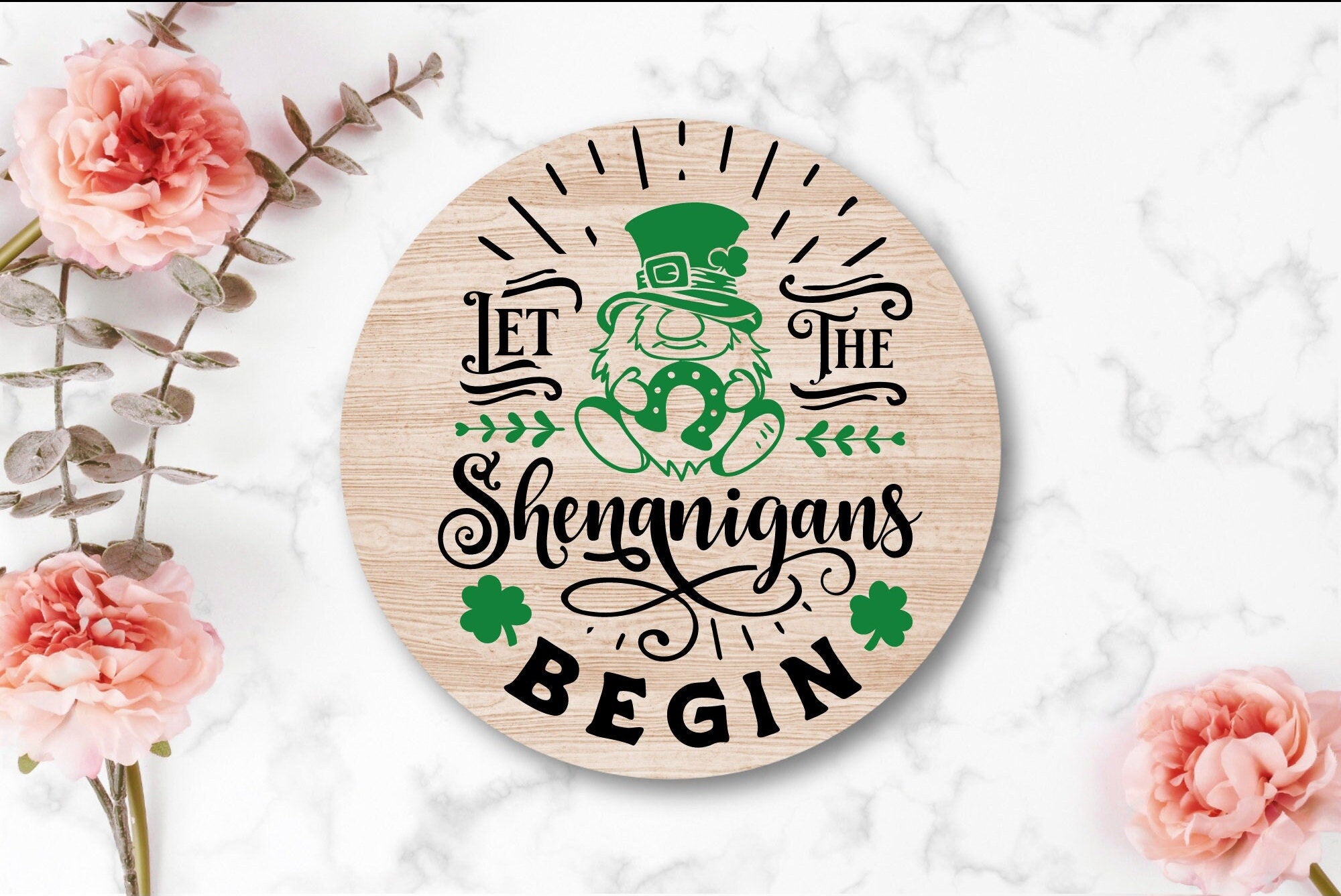 Let the Shenanigans Begin St Patrick's Day Door Hanger, Spring Welcome Door Hanger, Front Door Hanger, Porch and Patio Decor