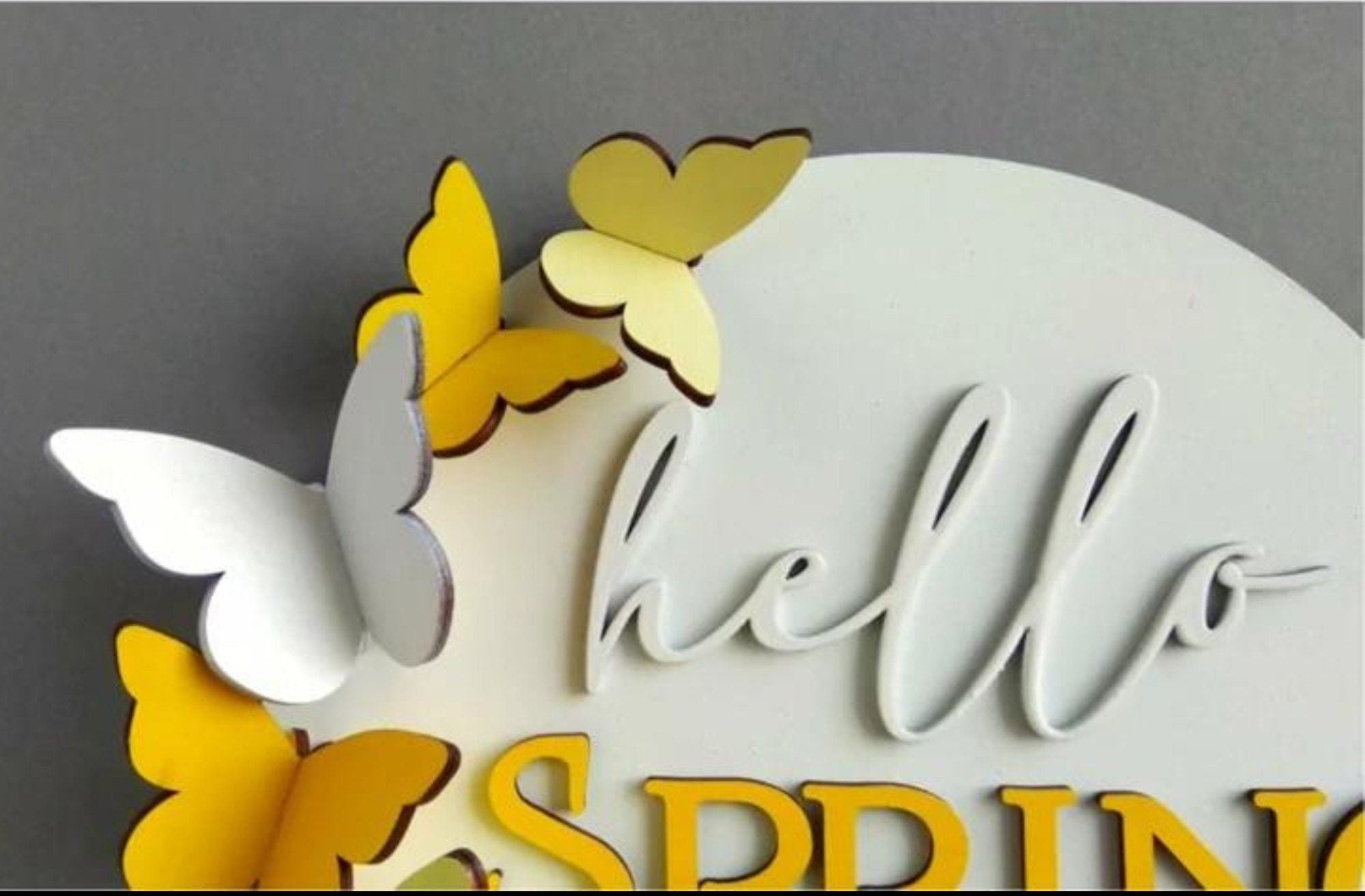 3D Butterfly Hello Spring Front Door Decor, Butterfly Wall Art, Butterfly Gifts, Spring Wreaths For Front Door, Front Door Sign,