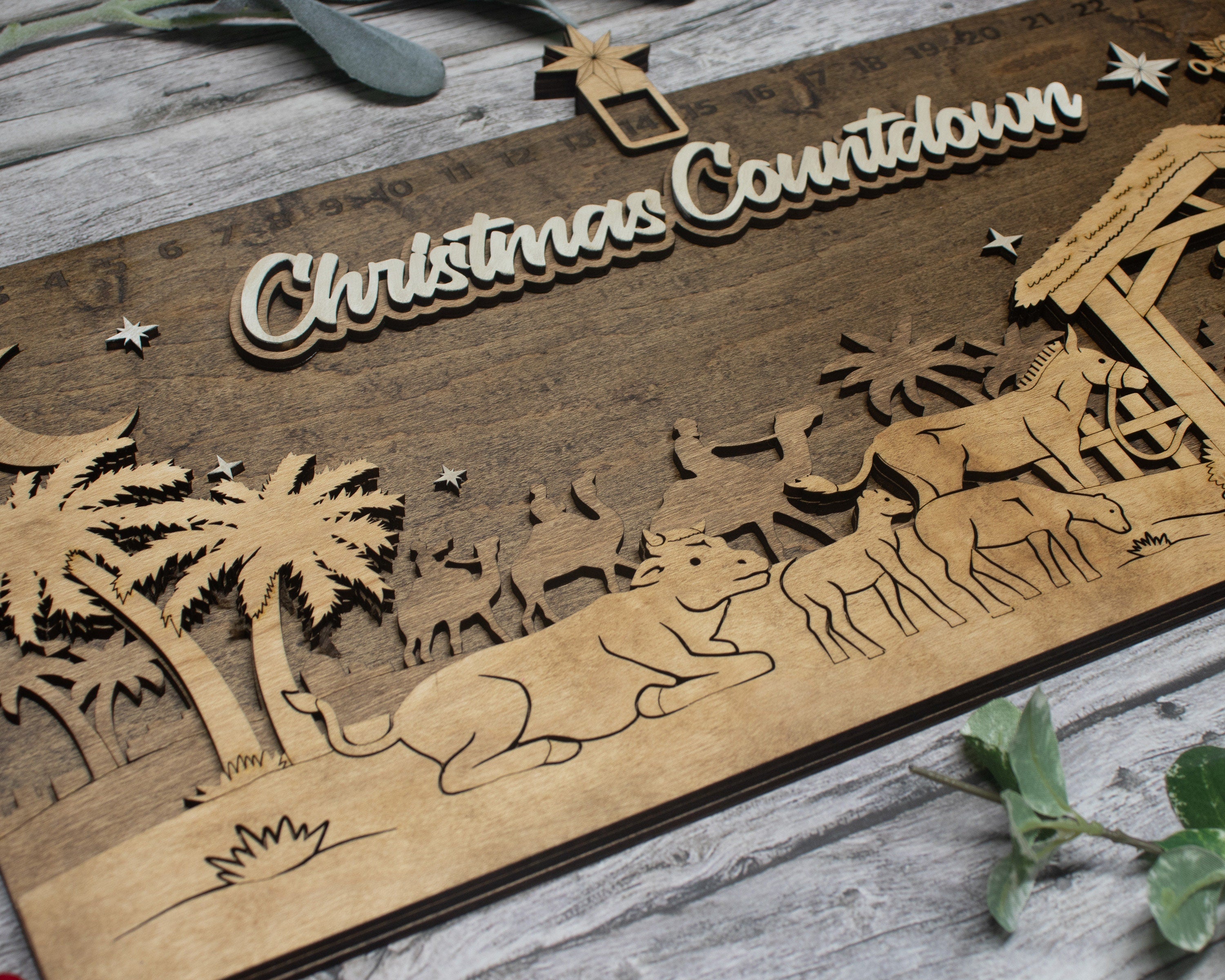 Christmas Countdown Nativity Scene with Movable Icon, Advent Calendar For Kids and Adults, Christian Advent Calendar, Family Calendar