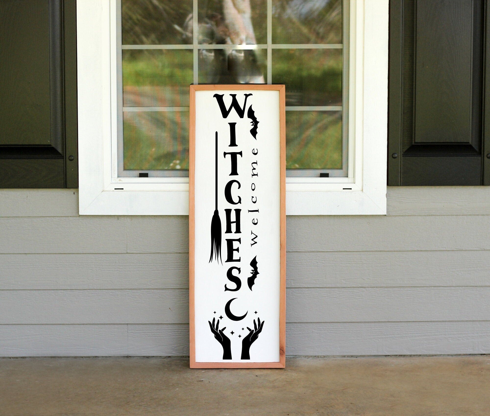 Welcome Halloween Porch Leaner, Outdoor Porch Sign, Front Porch Door Decor, Halloween Sign, Handmade Home Decor for the Holidays, Witches