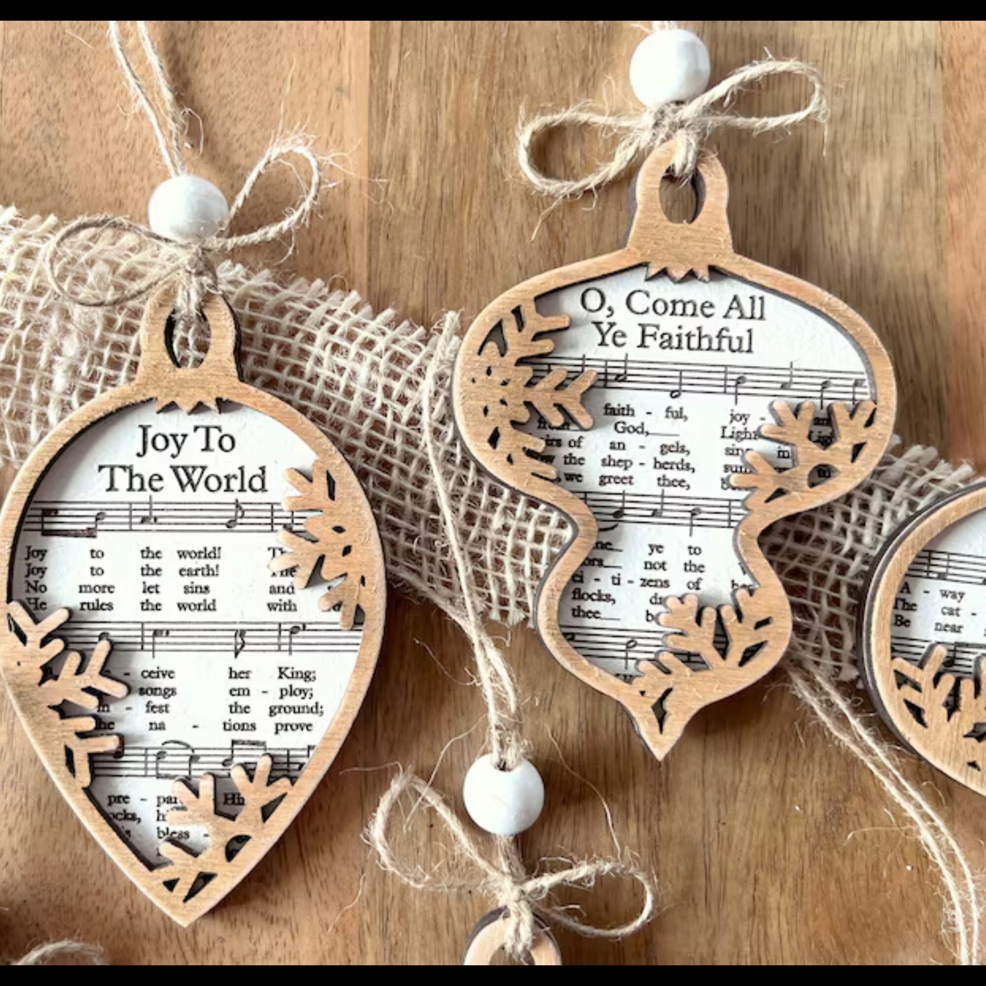 3D Engraved Handmade Music Sheet Nativity Christmas Ornaments, Wooden Christmas Ornaments, Nativity Set, Nativity Scene