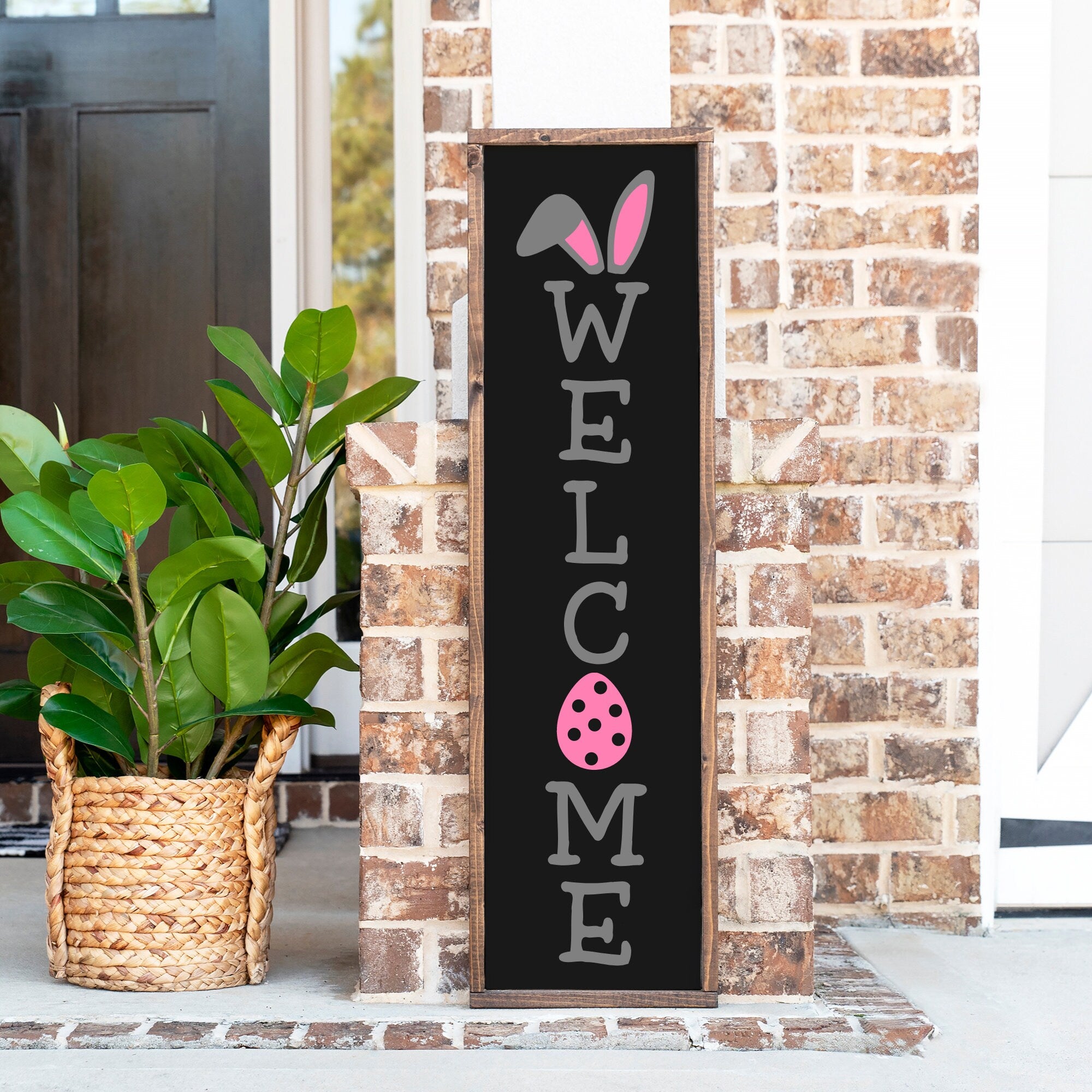 Welcome Easter Bunny Porch Sign, Easter Decorations Porch Decor, Welcome Sign For Front Porch,  Front Door Decor, Handmade Home Decor