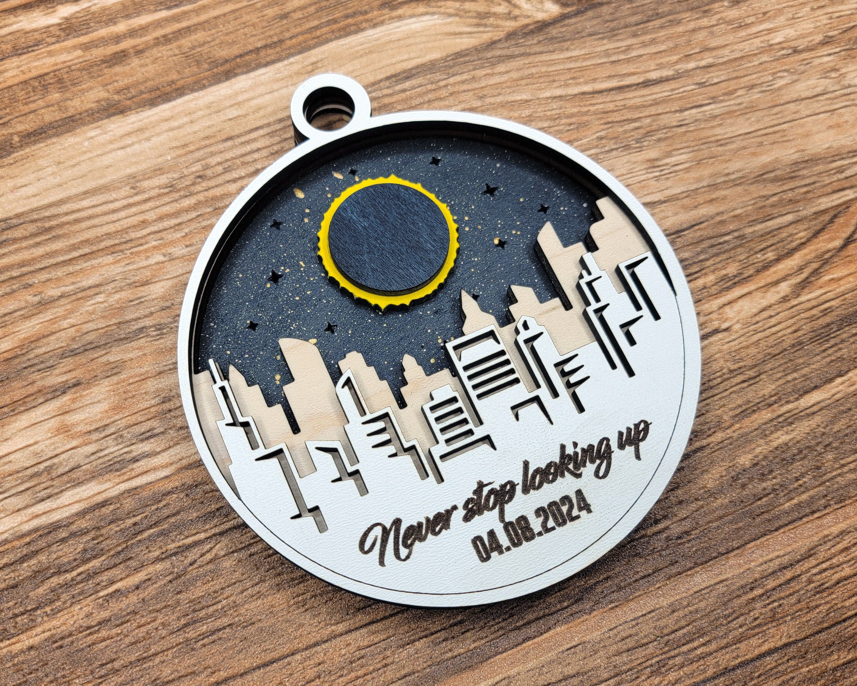 2024 Eclipse Keepsake, Path Of Totality Ornament ,3D Laser Engraved Eclipse Holiday Gift, Celestial, Solar Eclipse Souvenir Gift
