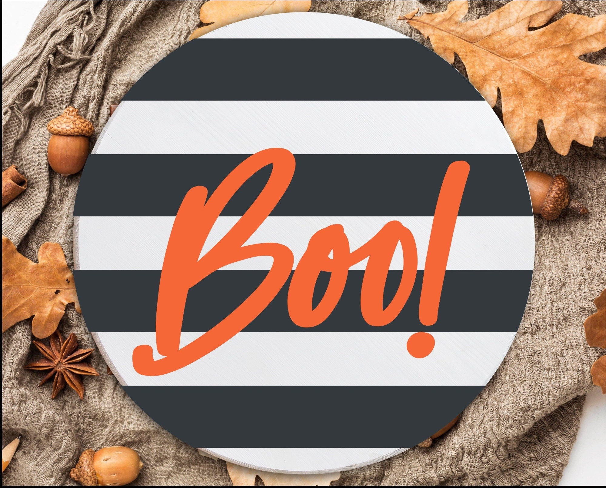 Front Door Decor, Boo Striped Fall Door Sign, Fall Door Hanger, Halloween Fall Wreath for front door, Halloween Outdoor Decor