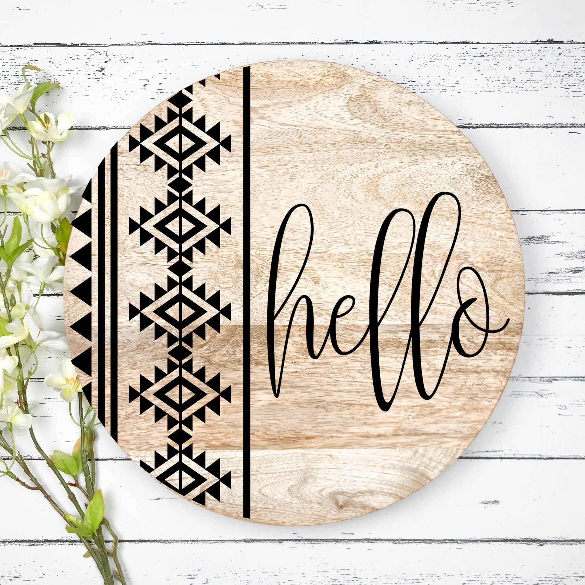 Boho Hello Front Door Decor, Welcome To Our Home Door Hanger, Handmade Home Decor, Housewarming Gift, Custom Door Sign