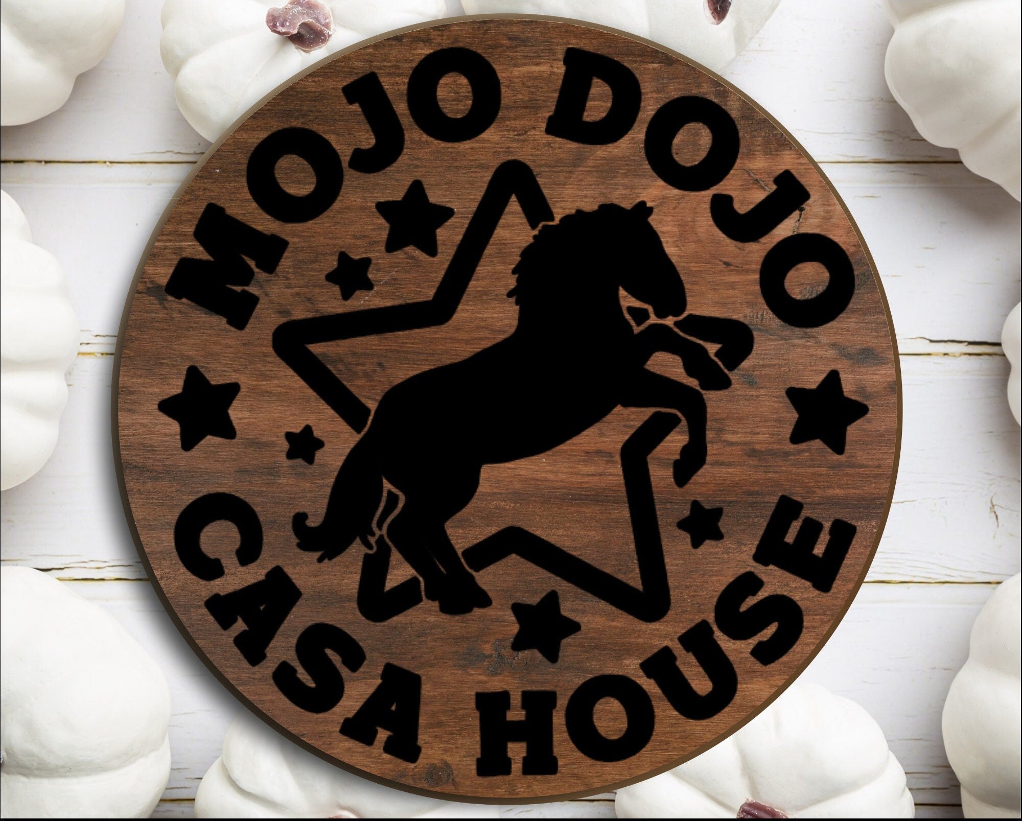 Mojo Dojo Round Front Door Decor, Custom Front Door Sign, Welcome Custom Wood Sign, Home or Office Personalized Door Sign