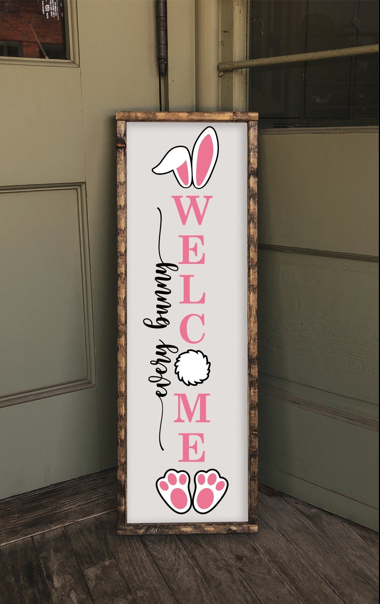 Every Bunny Welcome Easter Porch Sign, Easter Decorations Porch Decor, Welcome Sign For Front Porch,  Front Door Decor, Handmade Home Decor