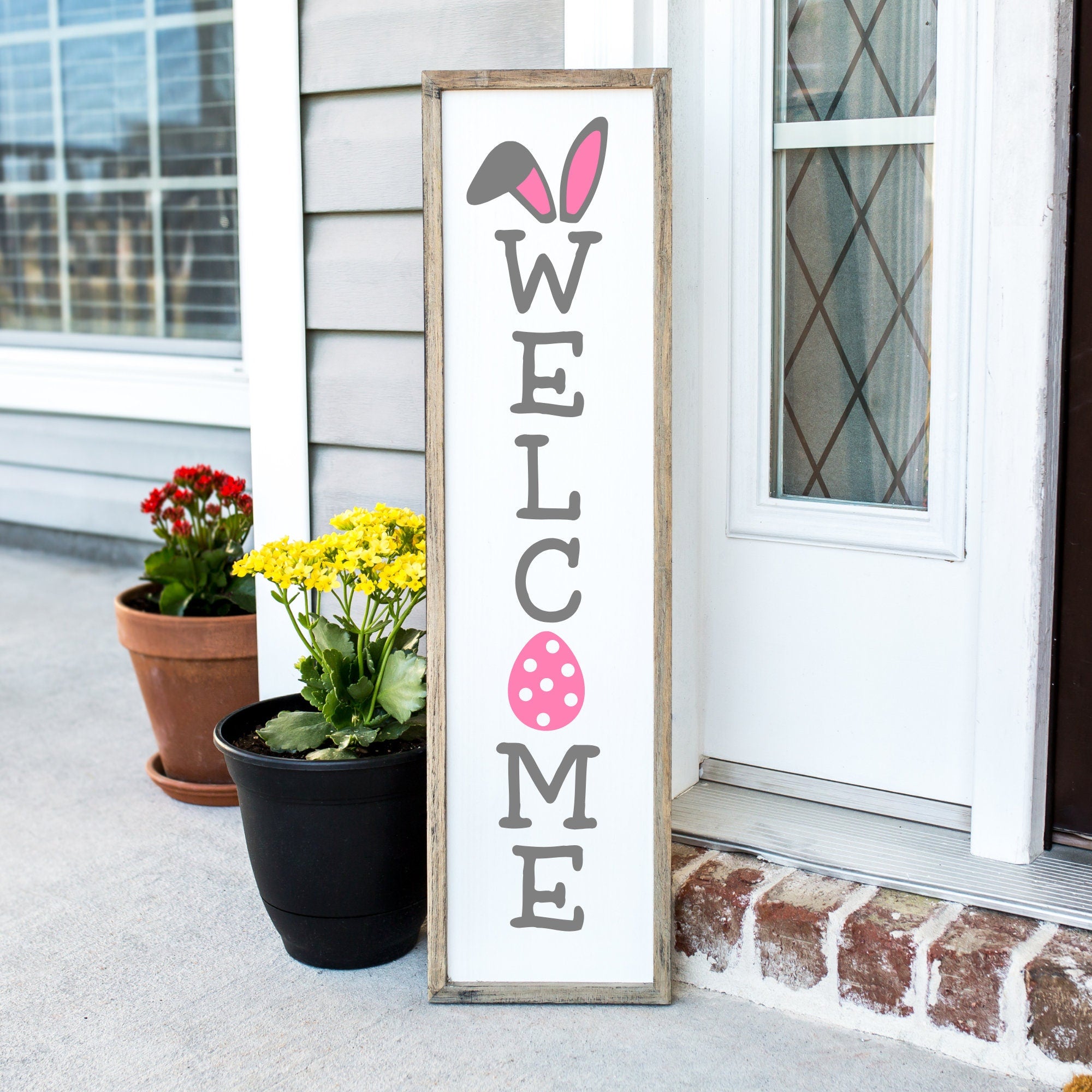 Welcome Easter Bunny Porch Sign, Easter Decorations Porch Decor, Welcome Sign For Front Porch,  Front Door Decor, Handmade Home Decor