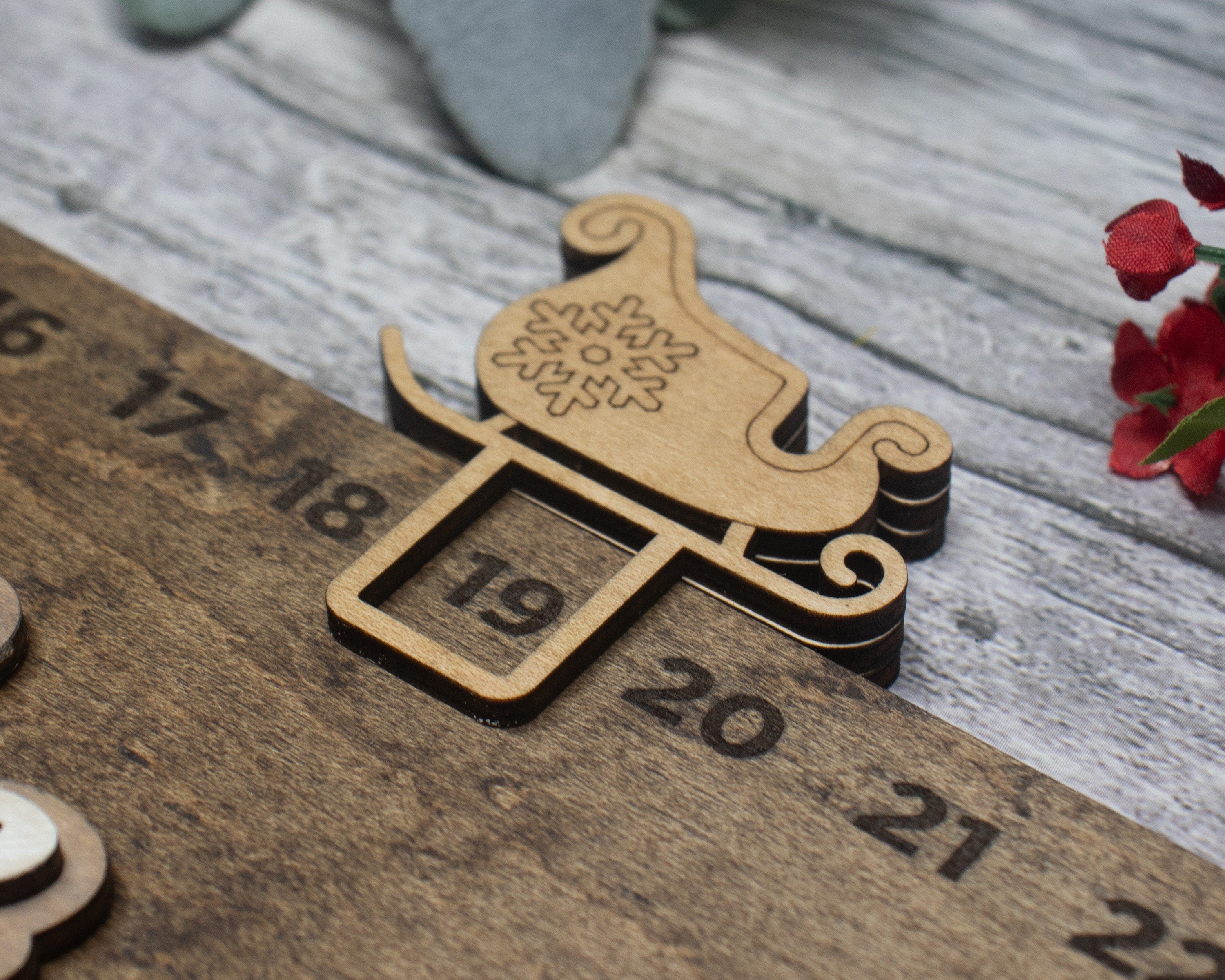 Personalized Christmas Countdown Advent Calendar For Kids and Adults, Handmade Farmhouse Christmas Decor, Days Left To Be with Movable Icon