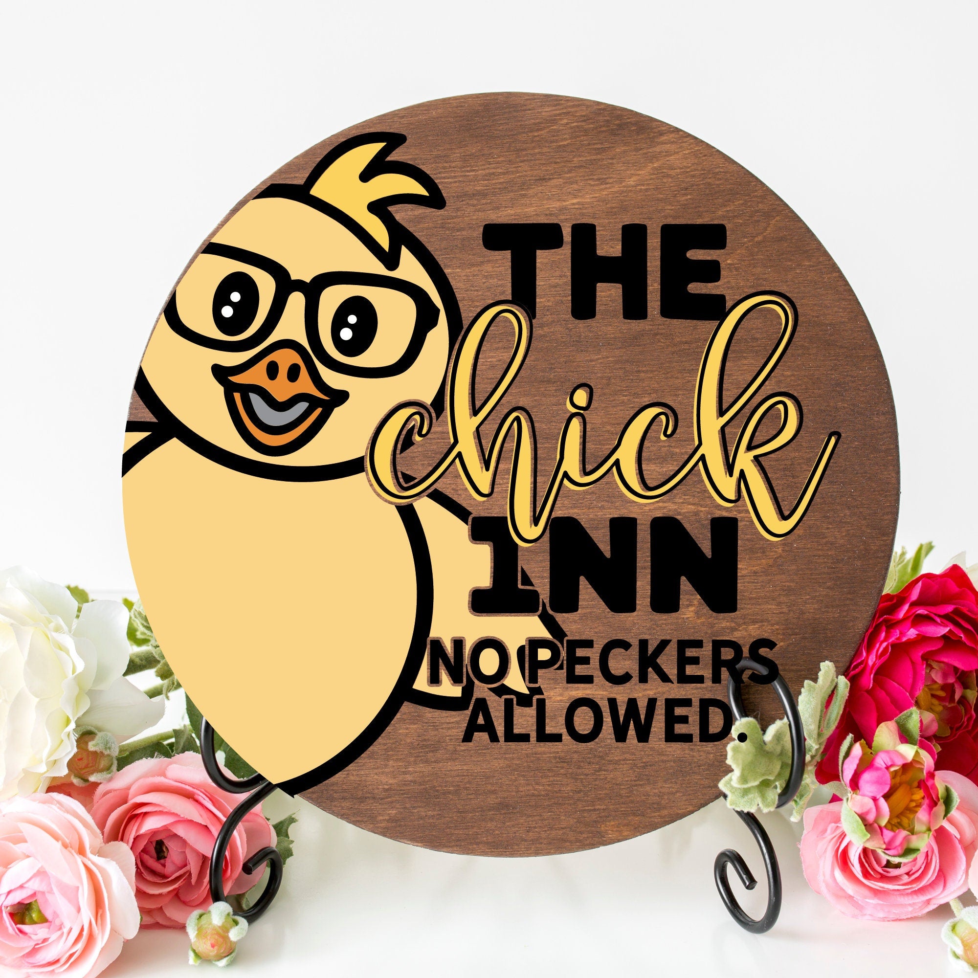 The Chick Inn Easter Door Hanger, Funny Easter Decorations Easter Front Door Sign, Spring Door Hanger, Front Door Wreath Handmade Home Decor